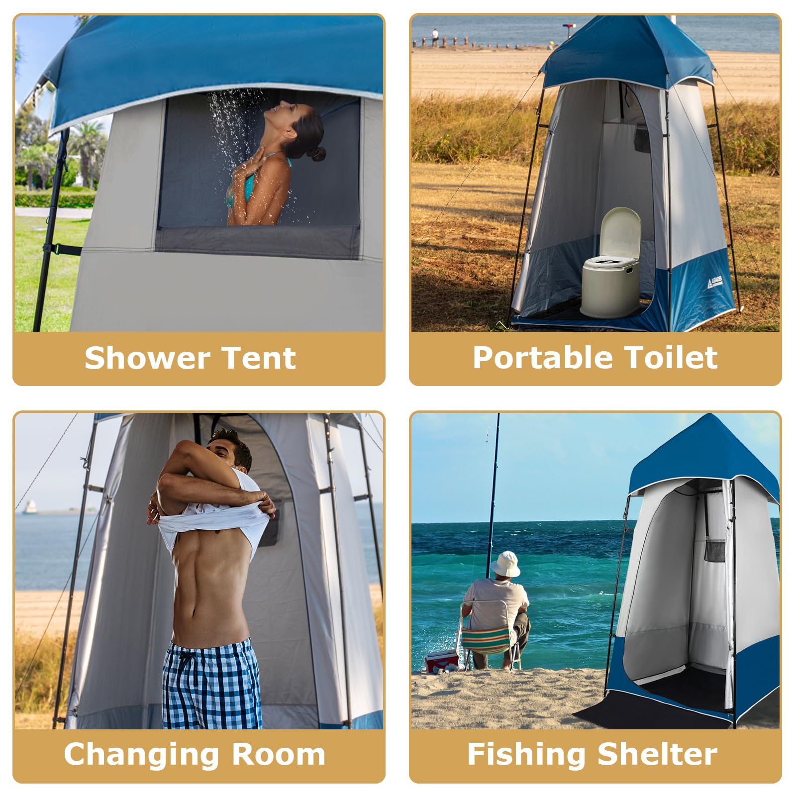 Leader Accessories 6.9 FT Portable Camping Shower Tent - Outdoor Changing Room & Privacy Shelter for Camping, Toilet, Shower, Beach, Pool & Outdoor Adventures