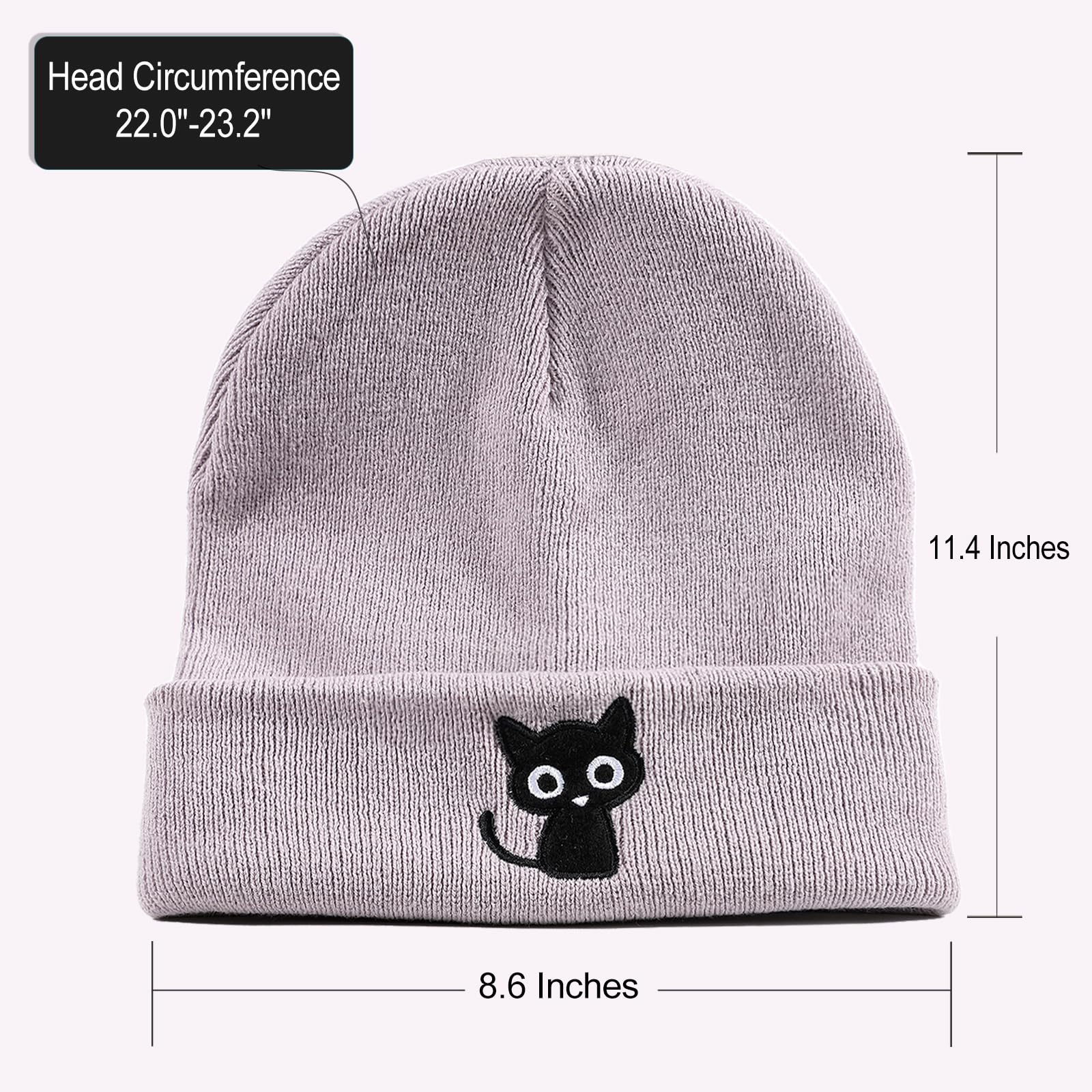 Stylish Cat Knit Beanie for Women & Men - Soft Stretchy Winter Hat with Cuffed Design - Perfect Gift for Cat Lovers - Cozy for Outdoor Activities & Casual Wear