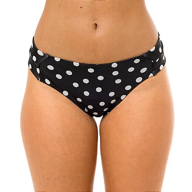 Black & White Polka Dot Brazilian Bikini Bottom - High Waisted Swimwear for Women, Summer Beach Vacation, Pool Party, and Tropical Getaways