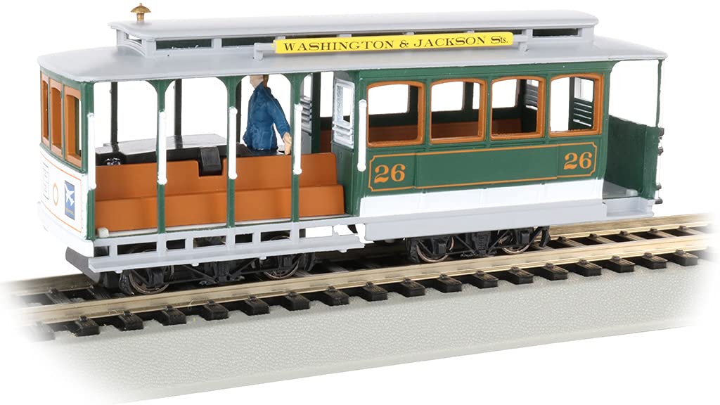 HO Scale Cable Car with Grip Man - Christmas Themed Model Train for Holiday Displays & Railroad Scenes