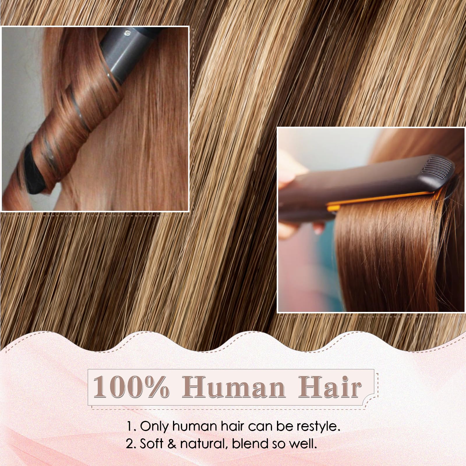 SEGO Clip in Hair Extensions for Women - 100% Remy Human Hair, Mini Hairpieces with 2 Clips, Short Hair Extensions for Volume (2 Pack, 6 Inches, 20g, Light Brown) - Perfect for Daily Styling, Parties & Special Occasions