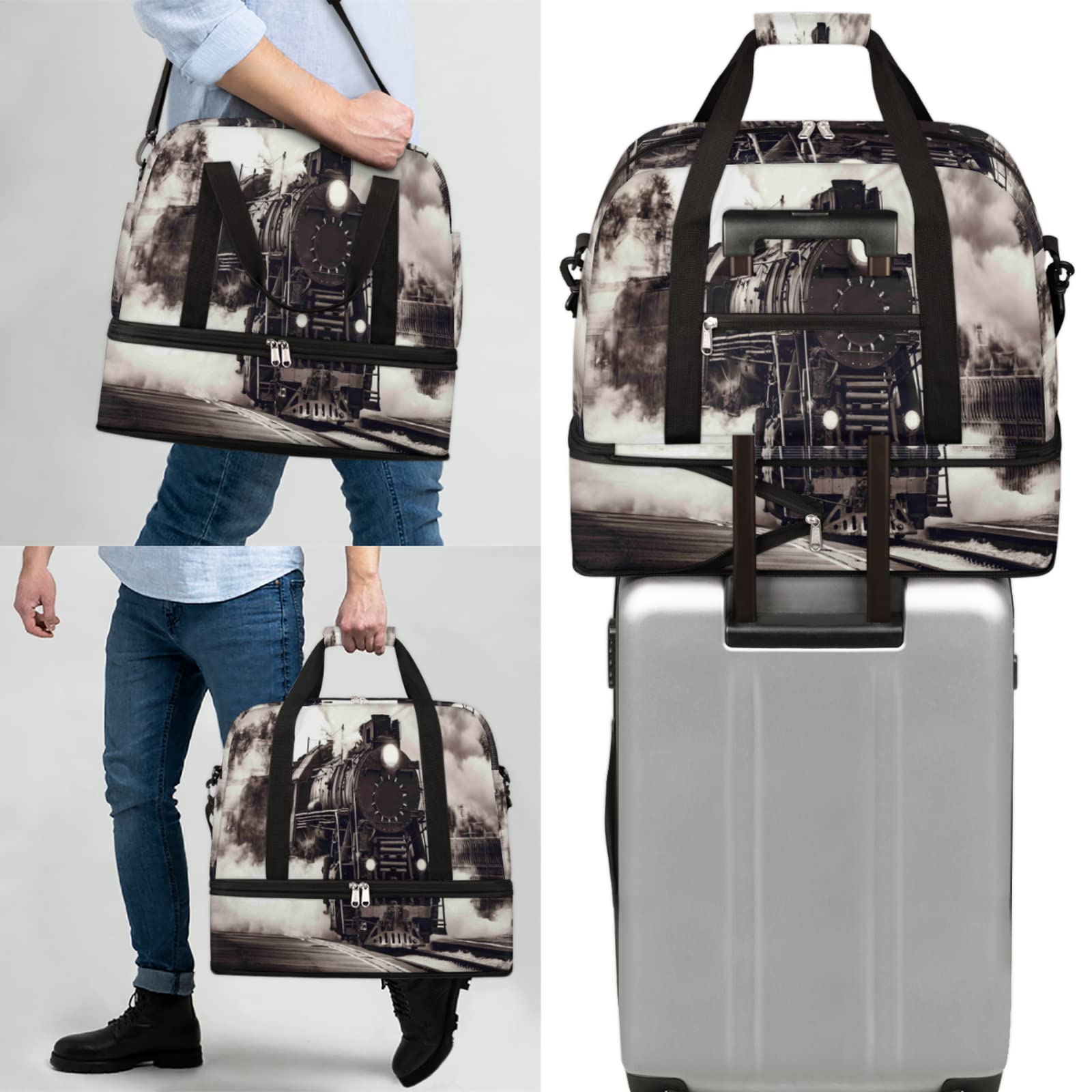 Foldable Travel Duffel Bag for Men & Women - Water-Resistant Gym Bag with Shoe Compartment & Adjustable Shoulder Strap - Perfect for Sports, Gym, Overnight Trips & Weekend Getaways | Carry-On Luggage Approved