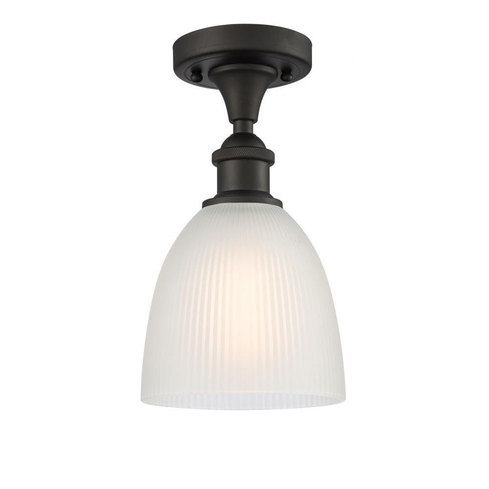 Innovations 516-1C-OB-G381 Castile 1-Light Semi-Flush Mount Ceiling Light - Oil Rubbed Bronze Finish - Ballston Collection - Perfect for Bedroom, Hallway, or Entryway Lighting