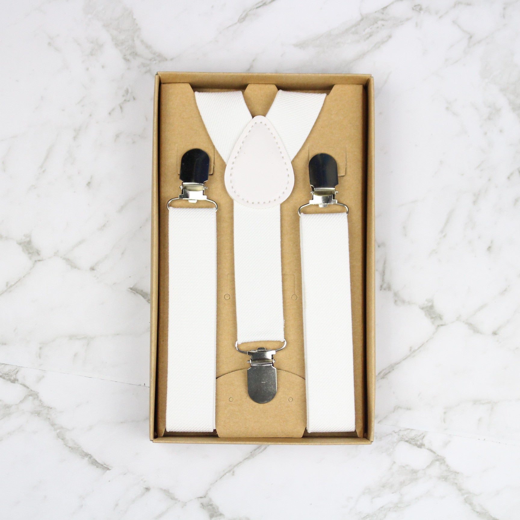 White Boys Suspenders & Bracers - Classic Adjustable Elastic Straps for Formal Wear & School Uniforms