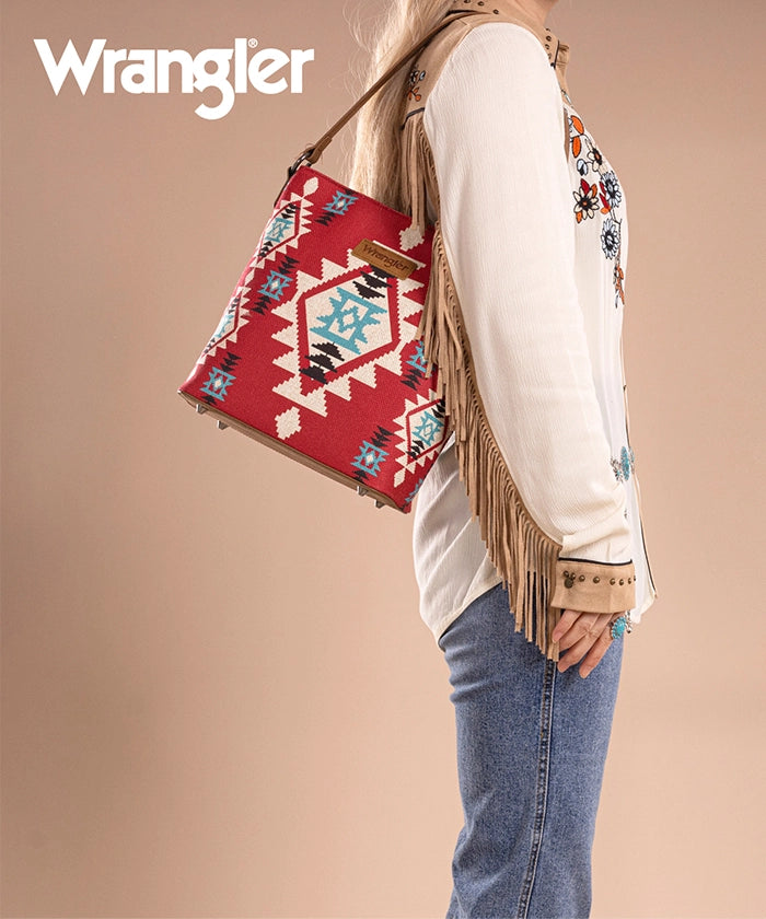 Wrangler Dual-Sided Print Canvas Shoulder Bag for Men & Women - Stylish Crossbody Purse for Travel, Work, and Everyday Use