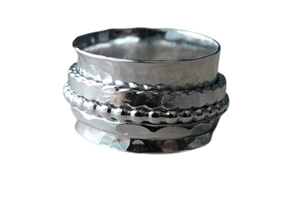 925 Sterling Silver Fidget Spinner Ring - Anxiety Relief & Stress Relief Ring for Meditation, Focus, and Relaxation - Perfect for ADHD, Anxiety, and Office Use