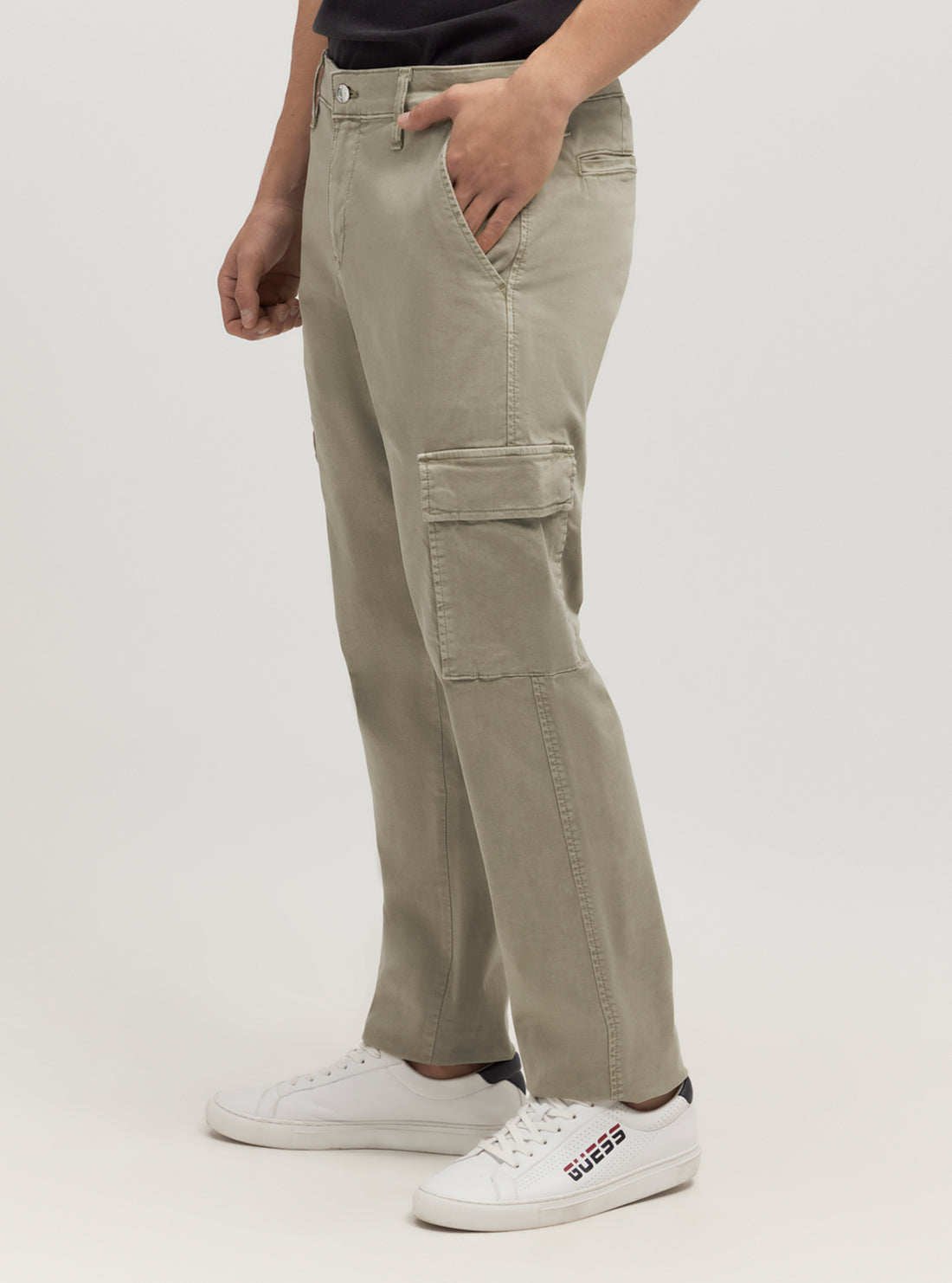 Khaki Sateen Coated Cargo Pants for Men - Water-Resistant Tactical Work Pants with Multiple Pockets - Perfect for Outdoor Adventures, Hiking & Casual Wear