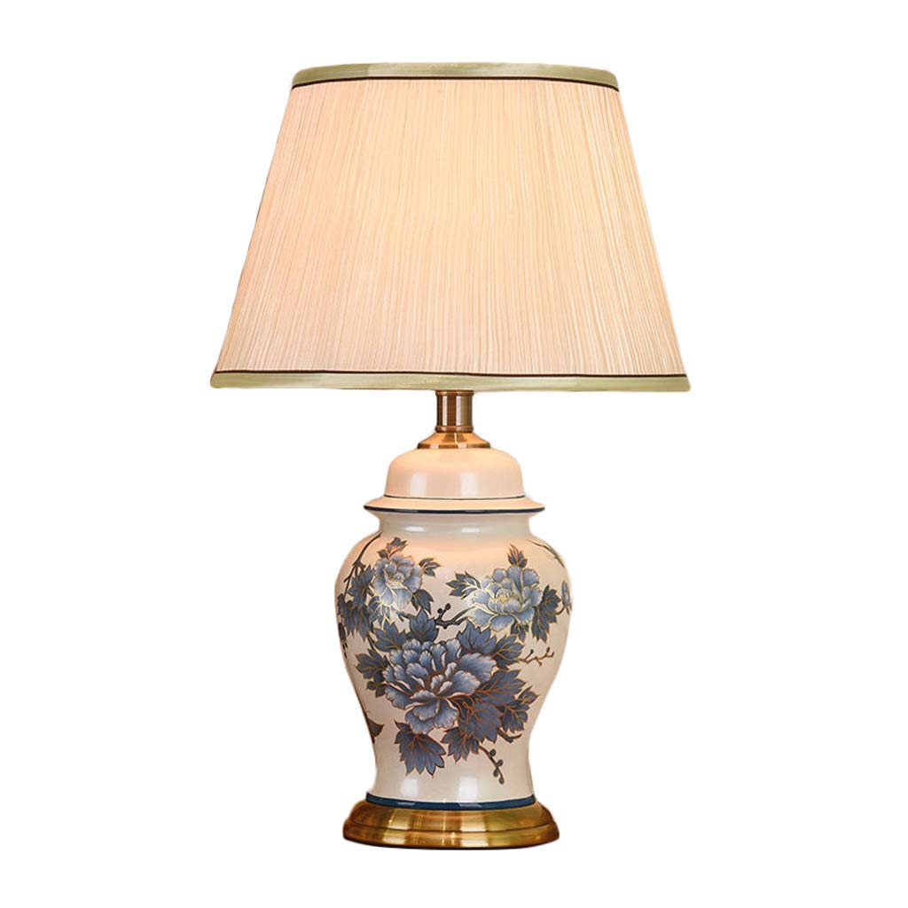 Hand-Painted Chinese Style Ceramic Table Lamp - Vintage Dimmable Bedside Lamp with Button Switch for Bedroom, Living Room & Hotel Decor | Home Decoration Lighting