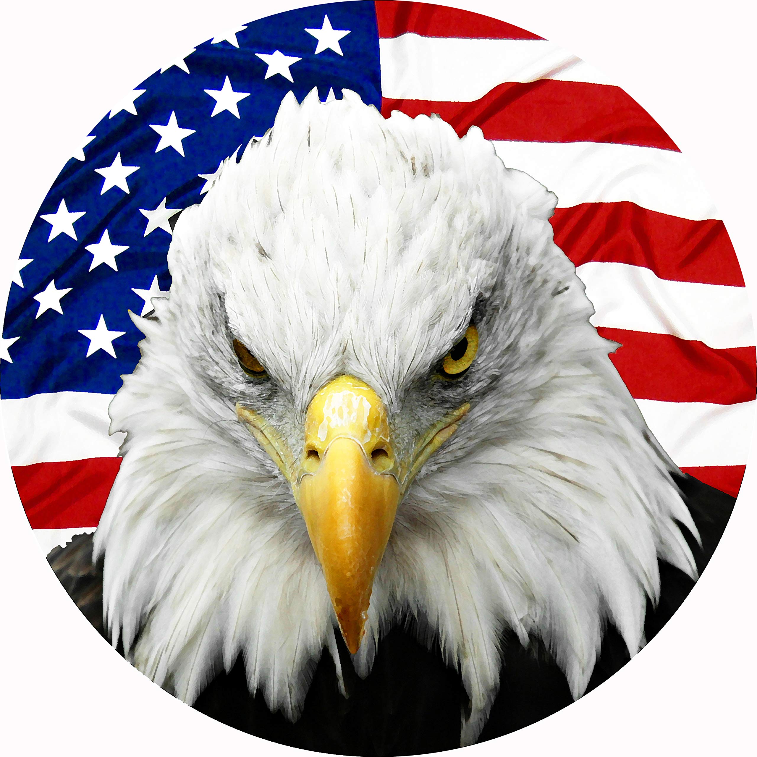 American Flag Spare Tire Cover with Eagle Head Design - Fits RV, Camper & All Spare Tire Sizes (Check Drop Down) - Perfect for Outdoor Adventures & Patriotic Vehicle Decoration