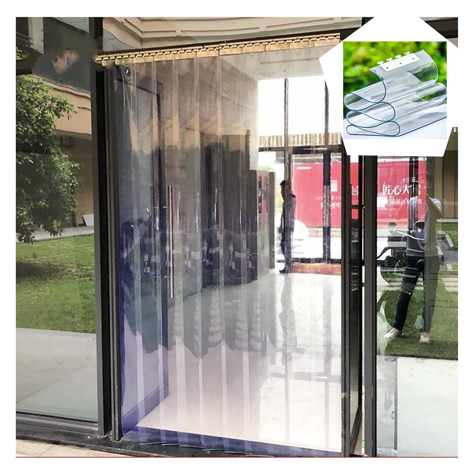 Clear PVC Strip Curtain - 90x210cm (35.43x82.68in) Waterproof Vinyl Door Partition for Garage, Warehouse & Commercial Use - Heavy Duty Plastic Slat Curtain for Temperature Control & Pest Prevention