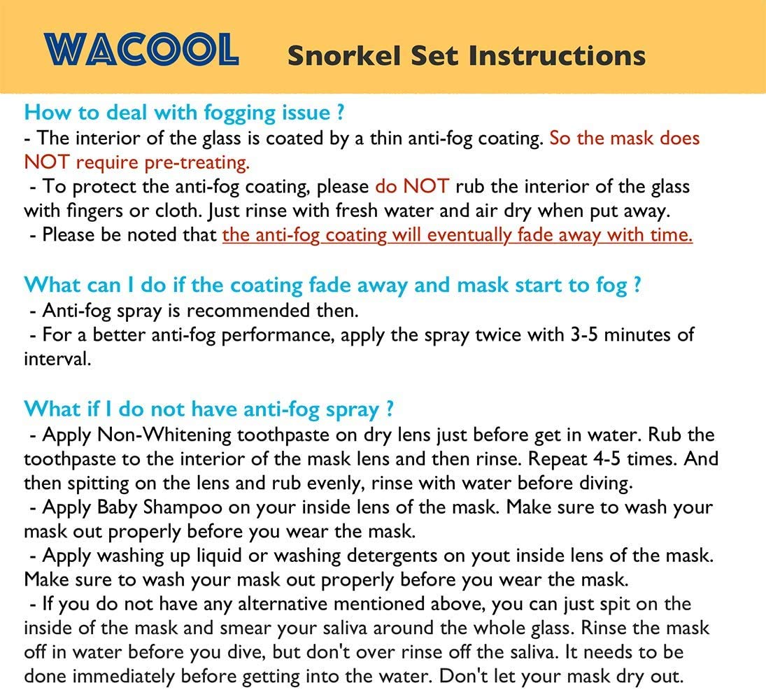 WACOOL Anti-Fog Scuba Diving Mask for Kids & Teens - Youth Swimming Snorkeling Gear with Coated Glass Lens - Perfect for Pool, Beach, and Ocean Water Activities
