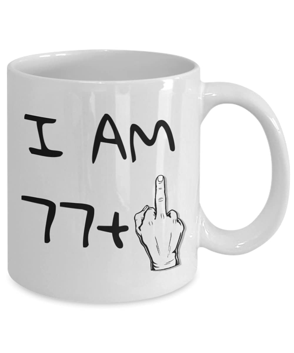 Zapbest 78th Birthday Coffee Mug - Funny 'I Am 77+1' Novelty Mug for Grandma & Grandpa - 11oz White Porcelain Tea Cup with Humorous Quote - Perfect Gift for Birthday Celebrations, Retirement Parties & Family Gatherings