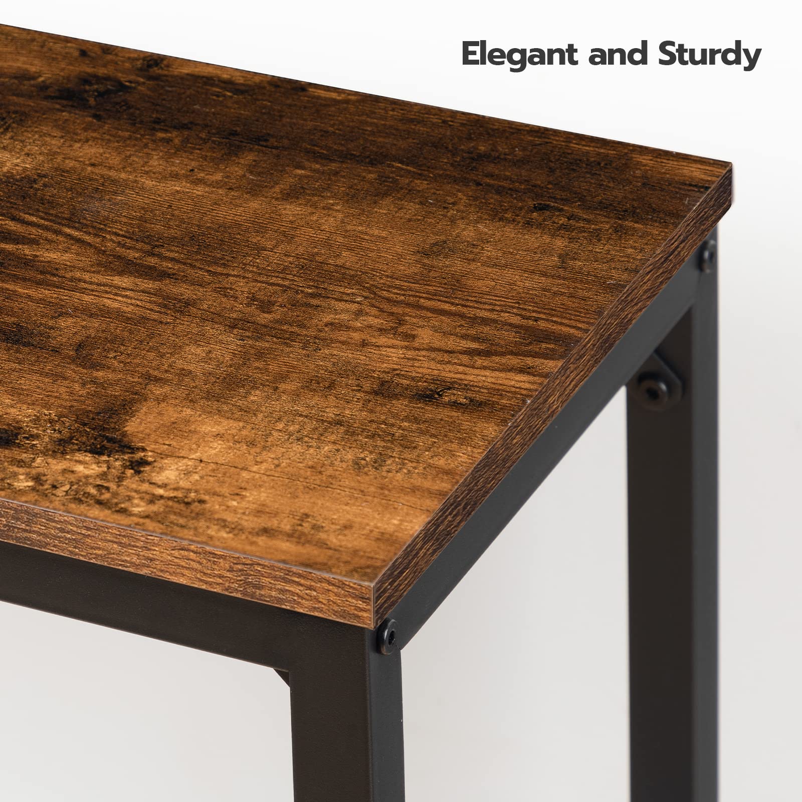 HOOBRO 2-Pack Industrial Dining Benches, Rustic Brown Wooden Kitchen Table Benches - Sturdy & Durable Indoor Seating for Dining Room, Kitchen, Living Room & Bedroom - Perfect for Farmhouse Decor & Small Space Dining