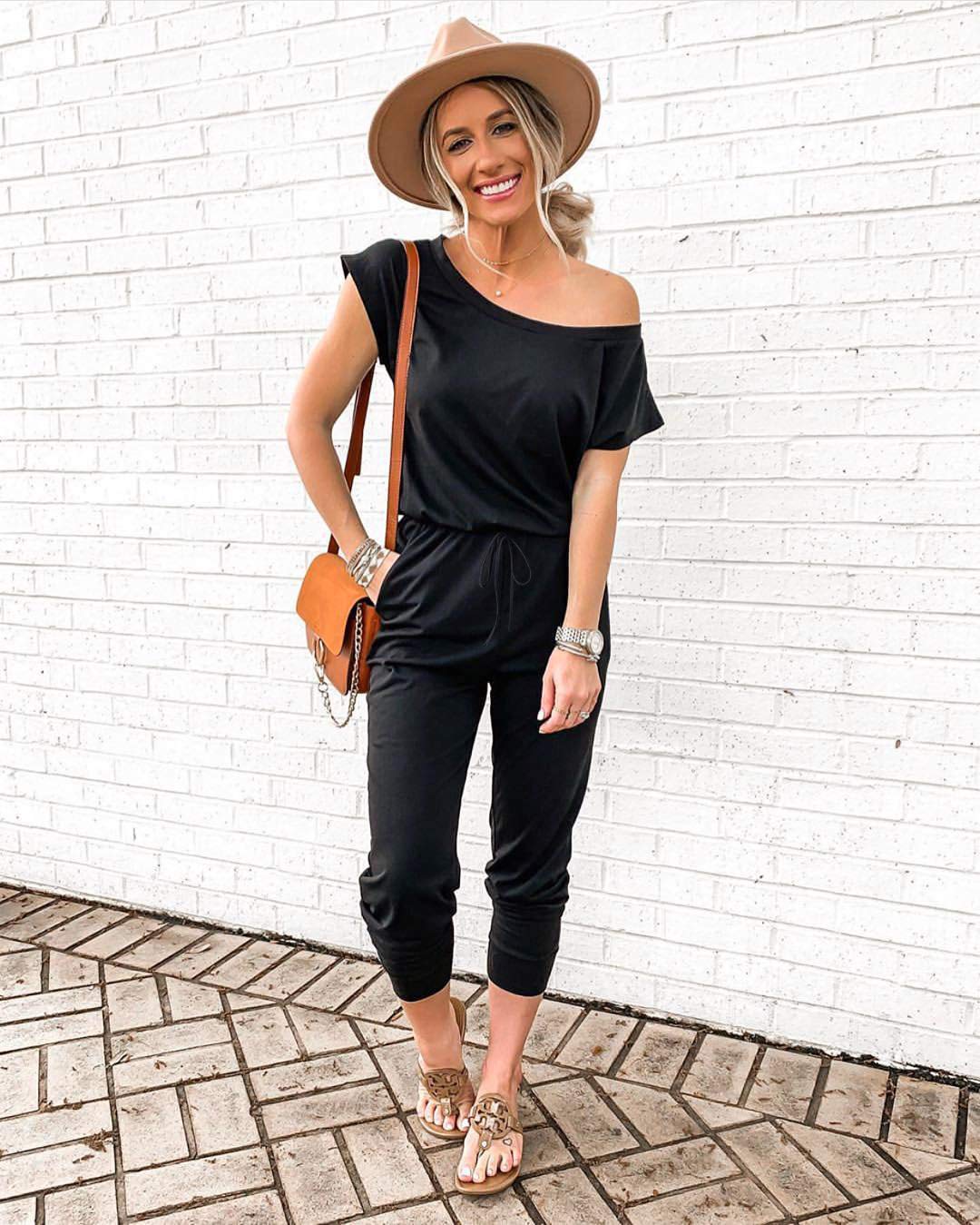 PRETTYGARDEN Women's Off Shoulder Jumpsuit - 2025 Summer Romper Dress, Spring Vacation Outfit, Lounge Wear | Perfect for Beach Travel, Date Night & Casual Outings