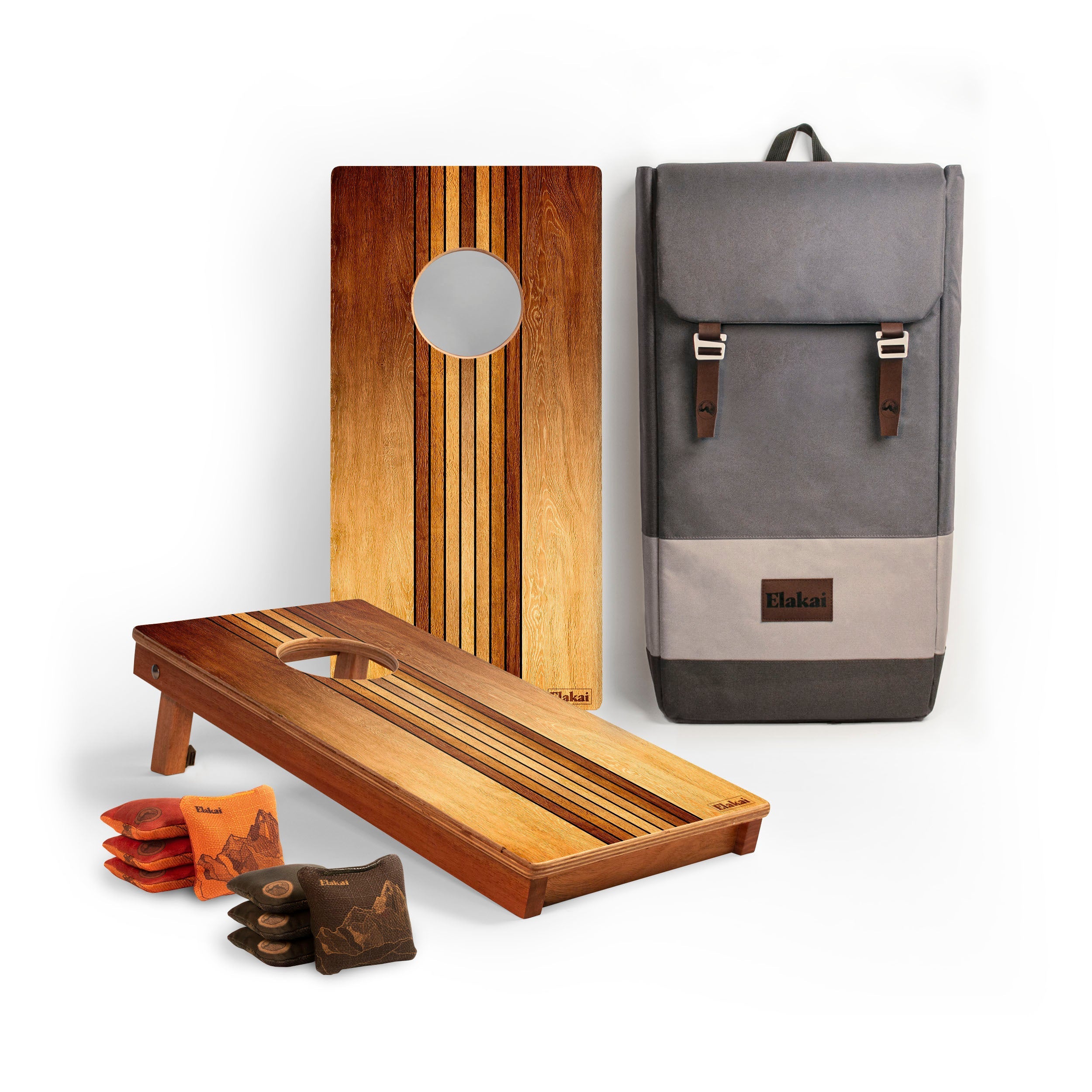 1ft x 2ft Portable Retro Woody Cornhole Board Set - Compact Travel Size for Backyard, Beach, Picnic & Tailgate Parties