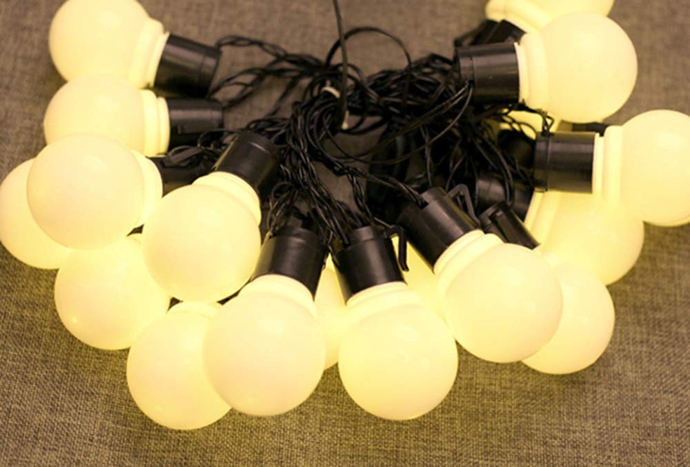 32Ft G50 Globe String Lights with Frosted Bulbs - 38 Warm White LED Lights on Black Wire for Indoor & Outdoor Use - Perfect for Christmas, Garden, Patio, Wedding & Party Decorations