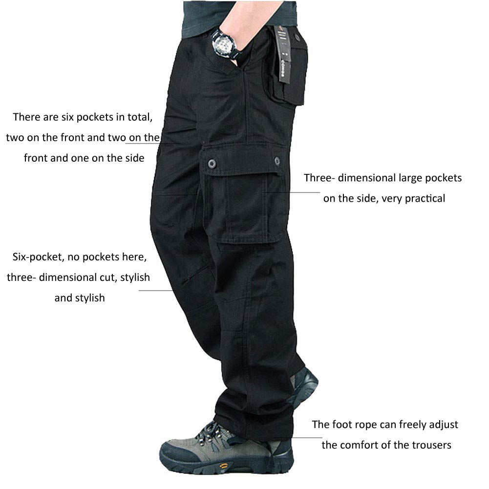 Lilychan Men's Lightweight Cargo Pants - Tactical Hiking & Work Pants with 6 Pockets, Army Combat & Casual Outdoor Pants for Hiking, Camping, and Daily Wear
