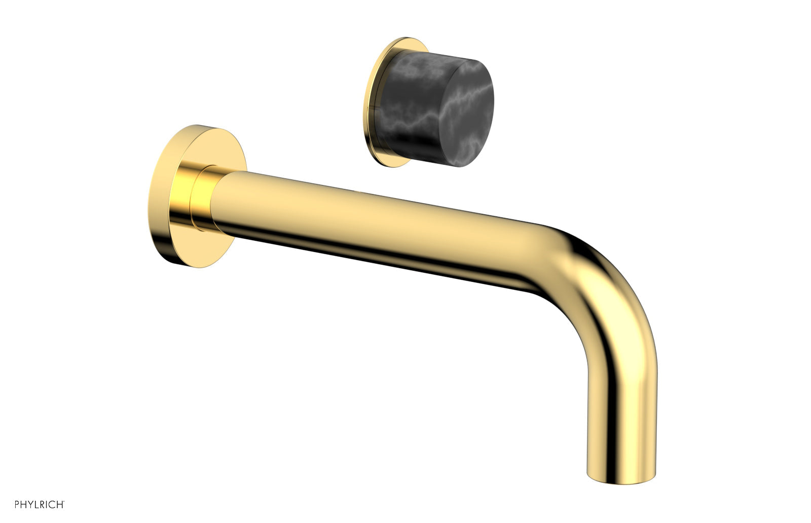 Premium Single Handle Wall Mount Lavatory Faucet - Black Marble Handle (Model 230-17) for Bathroom Sink & Powder Room Upgrade