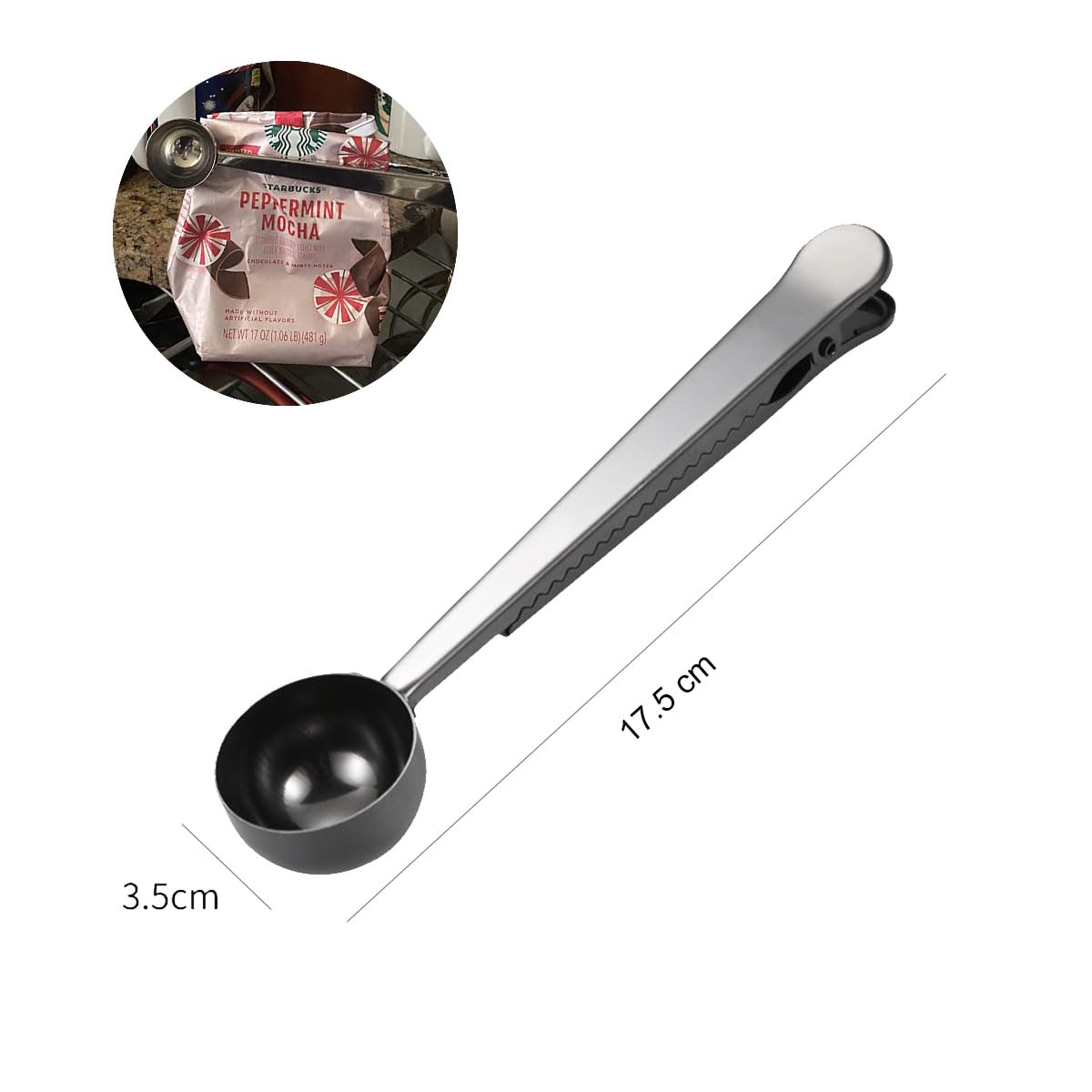 Stainless Steel Coffee Scoop Clip - Long Handle Tablespoon Measuring Spoon for Tea, Coffee, Protein Powder | Multi-Functional Kitchen Tool for Sealing Bags & Measuring Instant Drinks | Perfect for Home Barista, Camping & Baking Needs