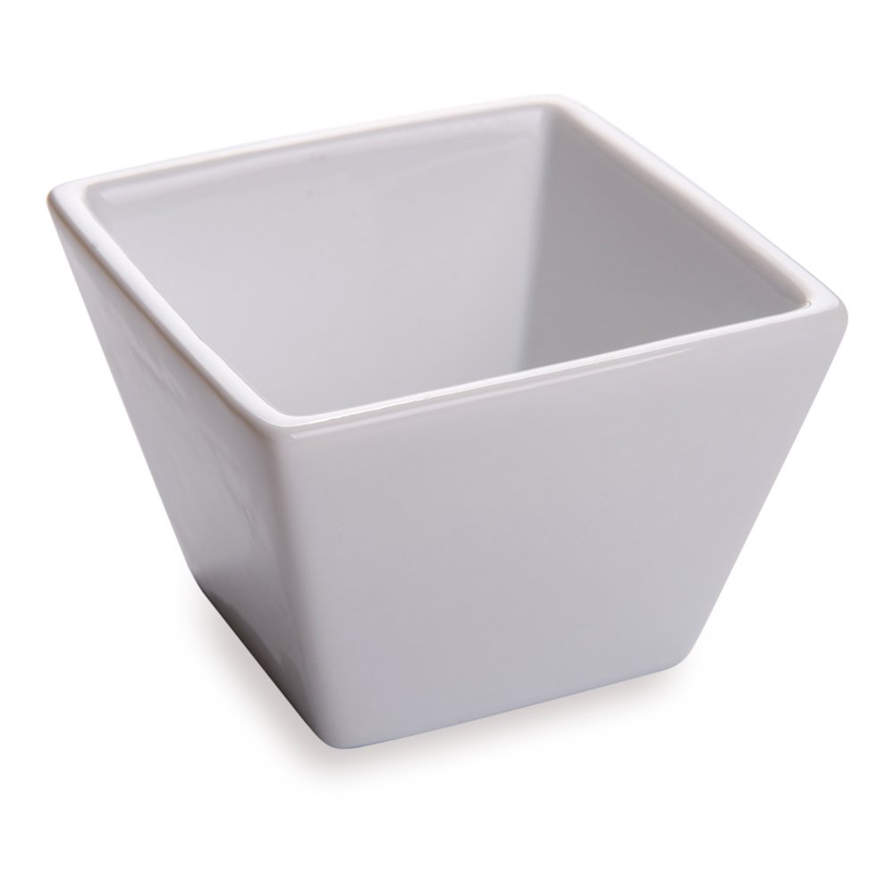Restaurantware 6oz Small Dessert Cups - 10-Pack Square Fondue Bowls | Chip-Resistant White Porcelain | Oven & Dishwasher Safe | Perfect for Chocolate Fondue, Ice Cream, Dips & Party Snacks
