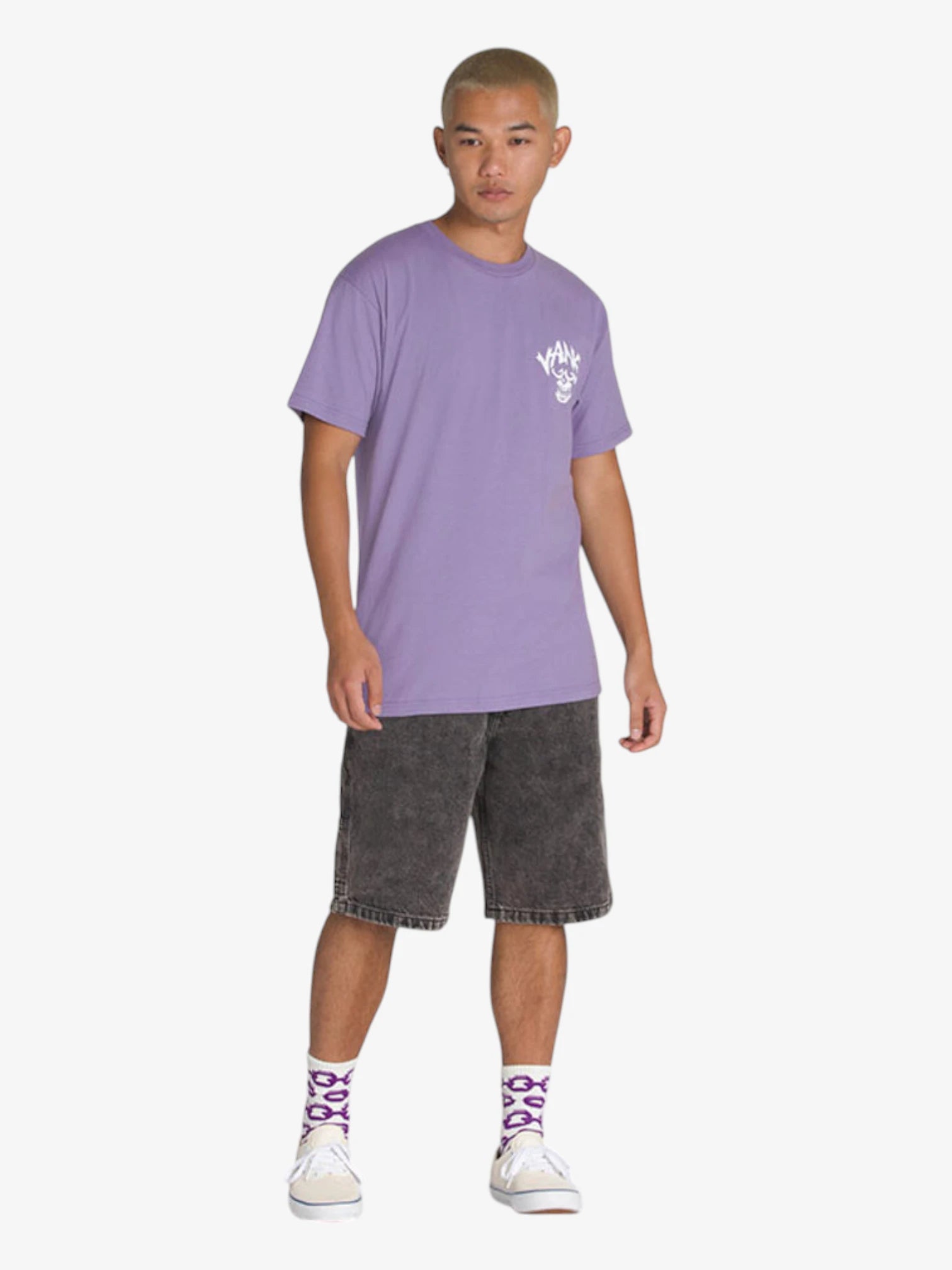 Vans Spirit World Short Sleeve T-Shirt for Men & Women - Purple Cotton Graphic Tee - Casual Streetwear for Skateboarding, Concerts & Everyday Wear