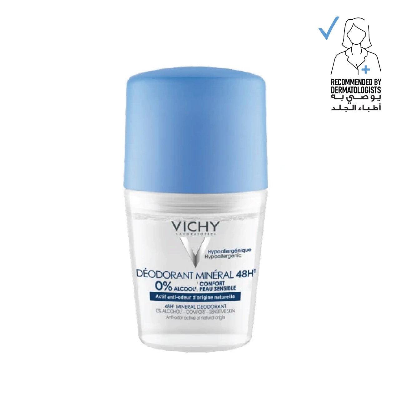 48H Mineral Deodorant Roll-On for Women & Men - Natural Aluminum-Free & Long-Lasting Sweat Protection - Perfect for Gym, Work & Daily Freshness