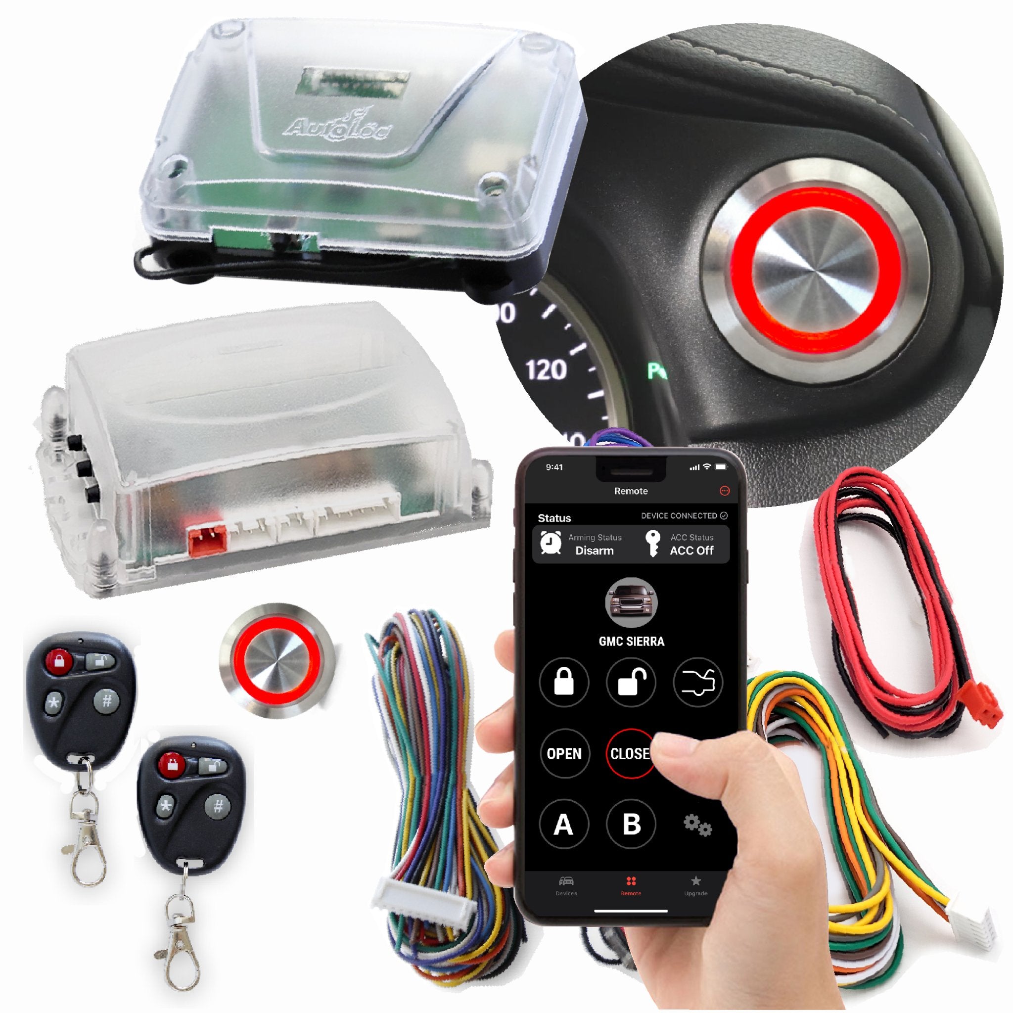 1903 Rambler Model E Billet Push Button Switch - Engine Start Stop & Remote Start Keyless Entry Kit for Classic Car Restoration & Hot Rod Customization