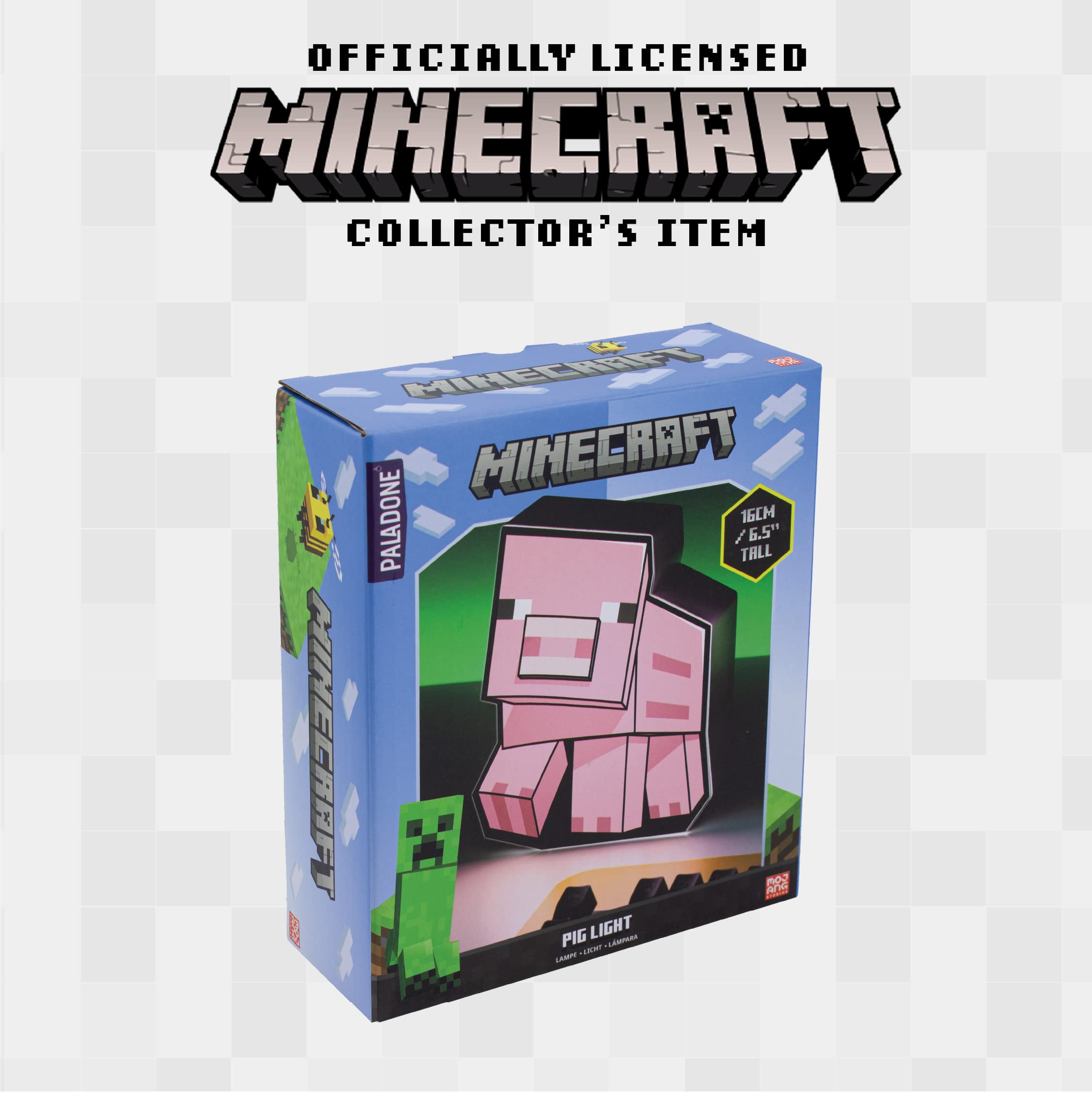 Official Minecraft Pig Night Light - Licensed LED Desk Lamp & Kids Bedroom Decor for Boys & Girls - Perfect for Bedtime, Gaming Rooms & Study Areas