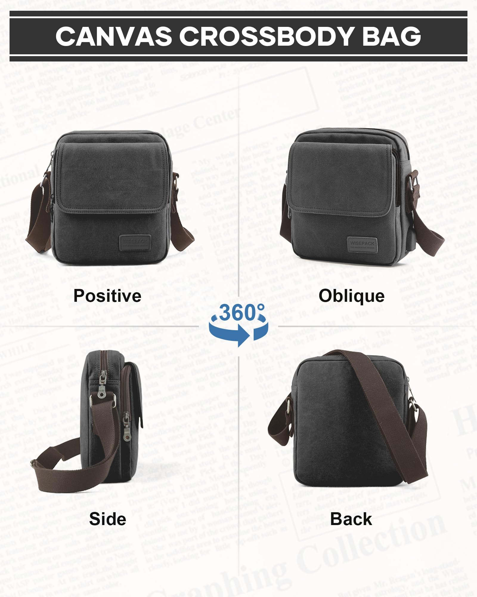 Men's Canvas Crossbody Bag - Durable Messenger Shoulder Satchel for Everyday Use | Perfect for Work, Travel & Casual Outings