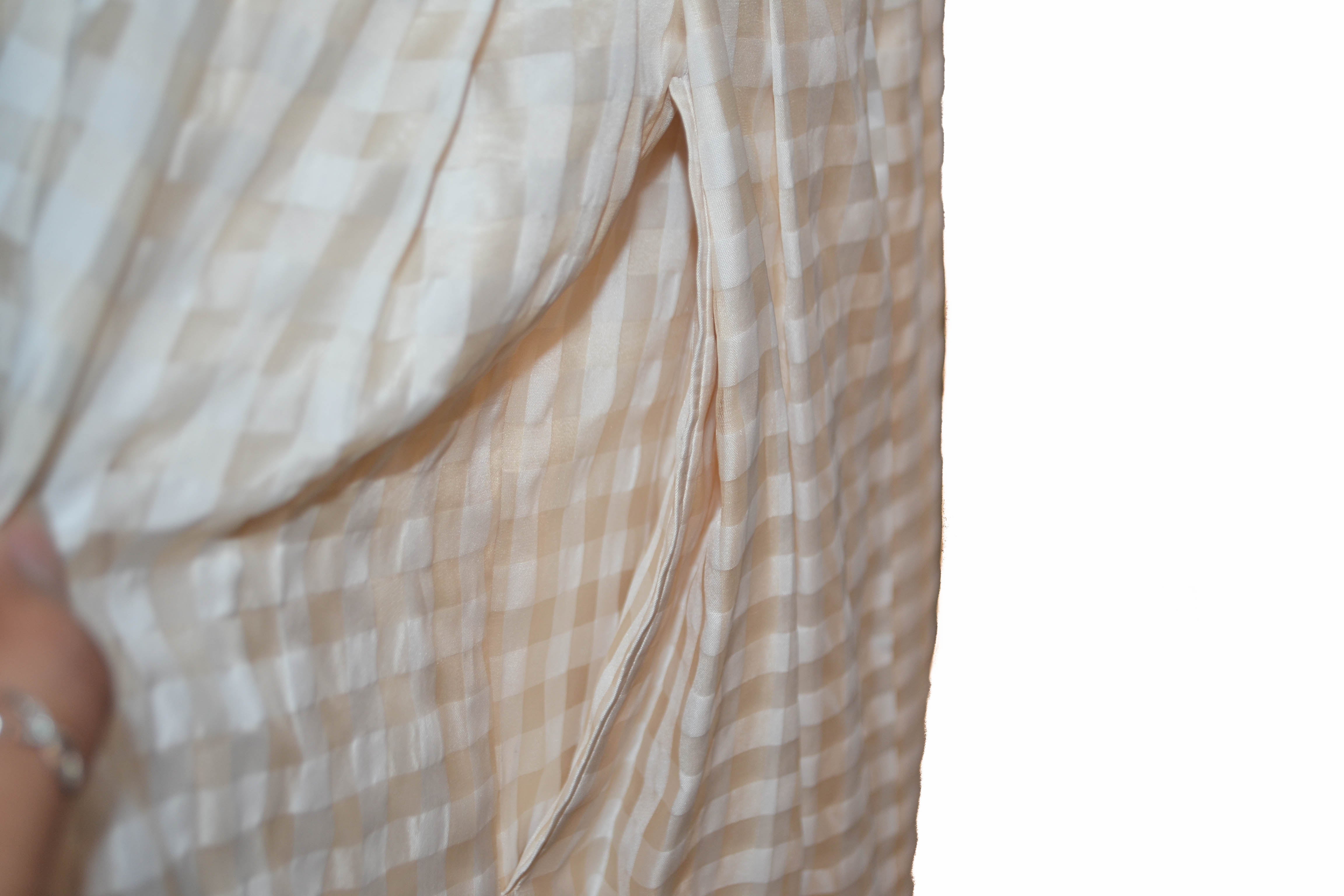 Authentic Louis Vuitton Beige Pleated Midi Skirt Size 34 US - Luxury Designer Women's Fashion for Parties, Weddings & Office Wear