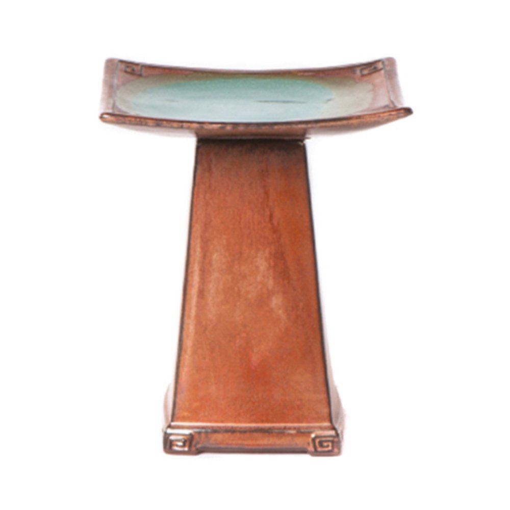 Zen Ceramic Bird Bath with Copper Accents - Elegant Garden Decor for Outdoor Bird Watching & Relaxation