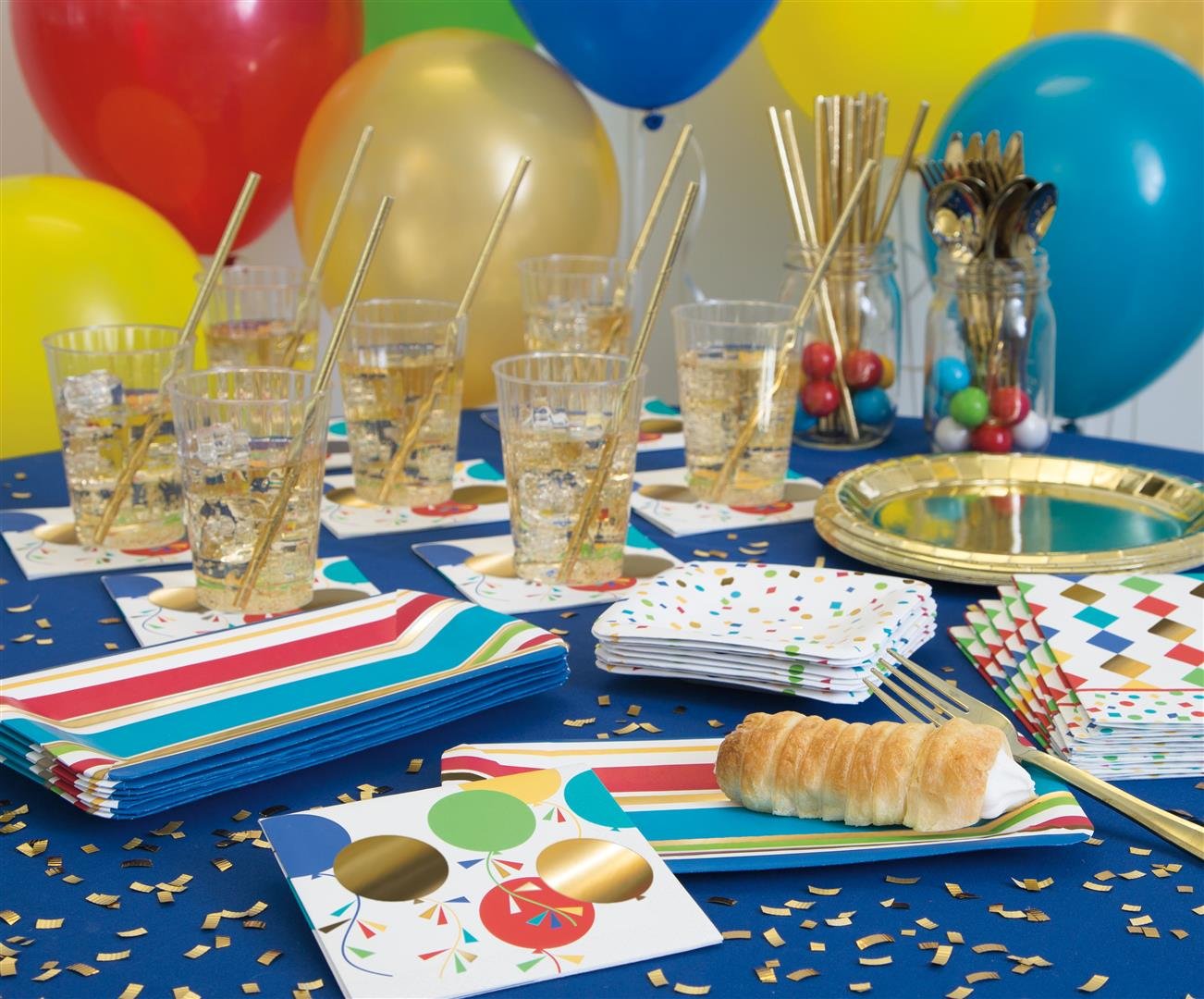 Colorful Paper Confetti Appetizer Plates - Set of 8 Disposable Party Plates for Birthday, Wedding & Baby Shower Celebrations