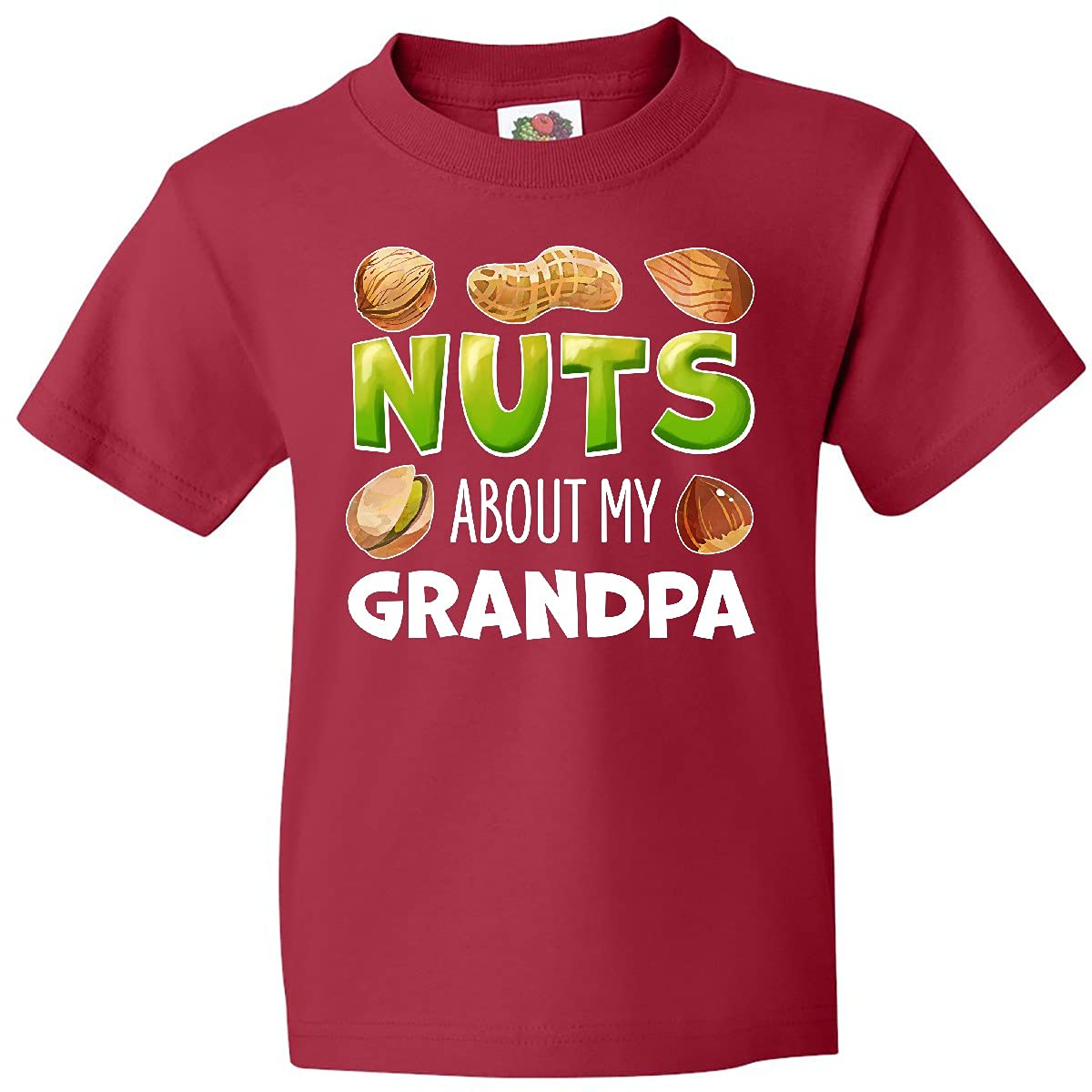 Inktastic 'Nuts About My Grandpa' Peanut Almond Pistachio Graphic Youth T-Shirt - Fun Family Gifts for Grandparents Day & Casual Wear