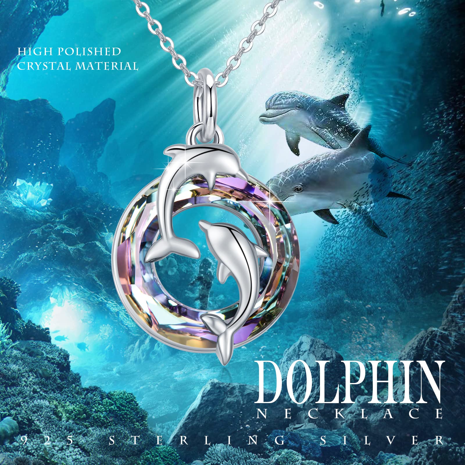 925 Sterling Silver Dolphin Pendant Necklace for Women - Elegant Mother's Day Gift, Birthday Present - Perfect for Beach Vacations, Ocean Lovers & Everyday Wear
