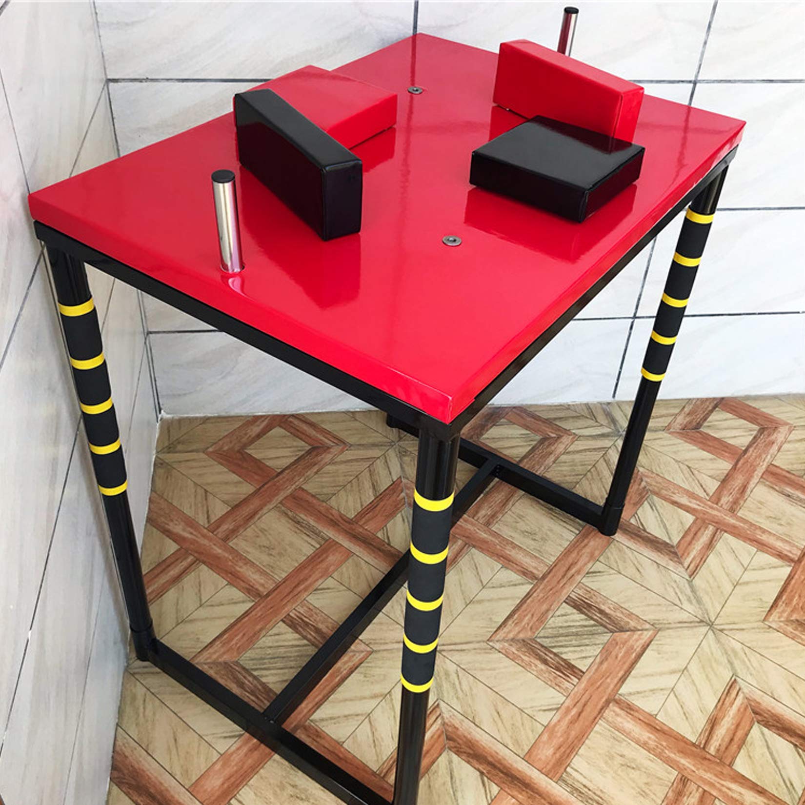 Professional Arm Wrestling Table - Heavy Duty Wrist Battle Game Table with Anti-Slip Surface (Red & Black) - Perfect for Home Gym, Sports Bars, and Strength Training Competitions