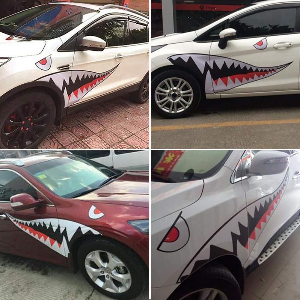 Flying Tigers Shark Mouth Teeth Die-Cut Vinyl Decals for Cars - 59 Inch Car Window & Bumper Stickers (1 Pair) - Perfect for Car Side Door Decoration & Military Vehicle Theme Customization