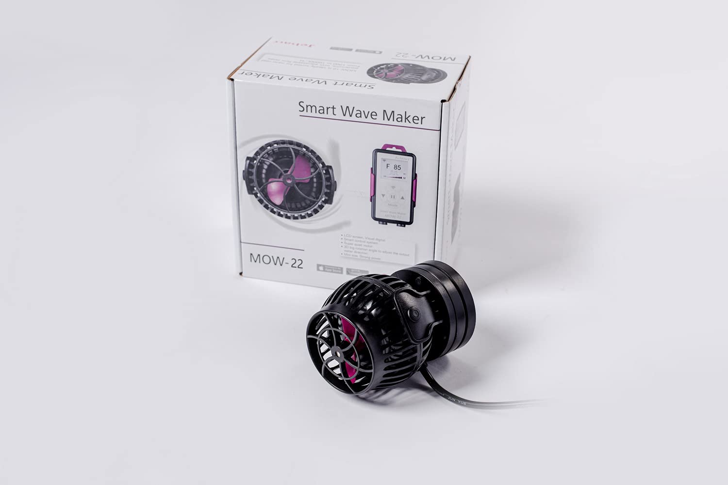 Jebao MOW-22 Smart Wave Maker with LCD Display Controller - Adjustable Flow Magnetic Pump for Saltwater Aquarium Fish Tank - Perfect for Coral Reef, Marine Life & Water Circulation