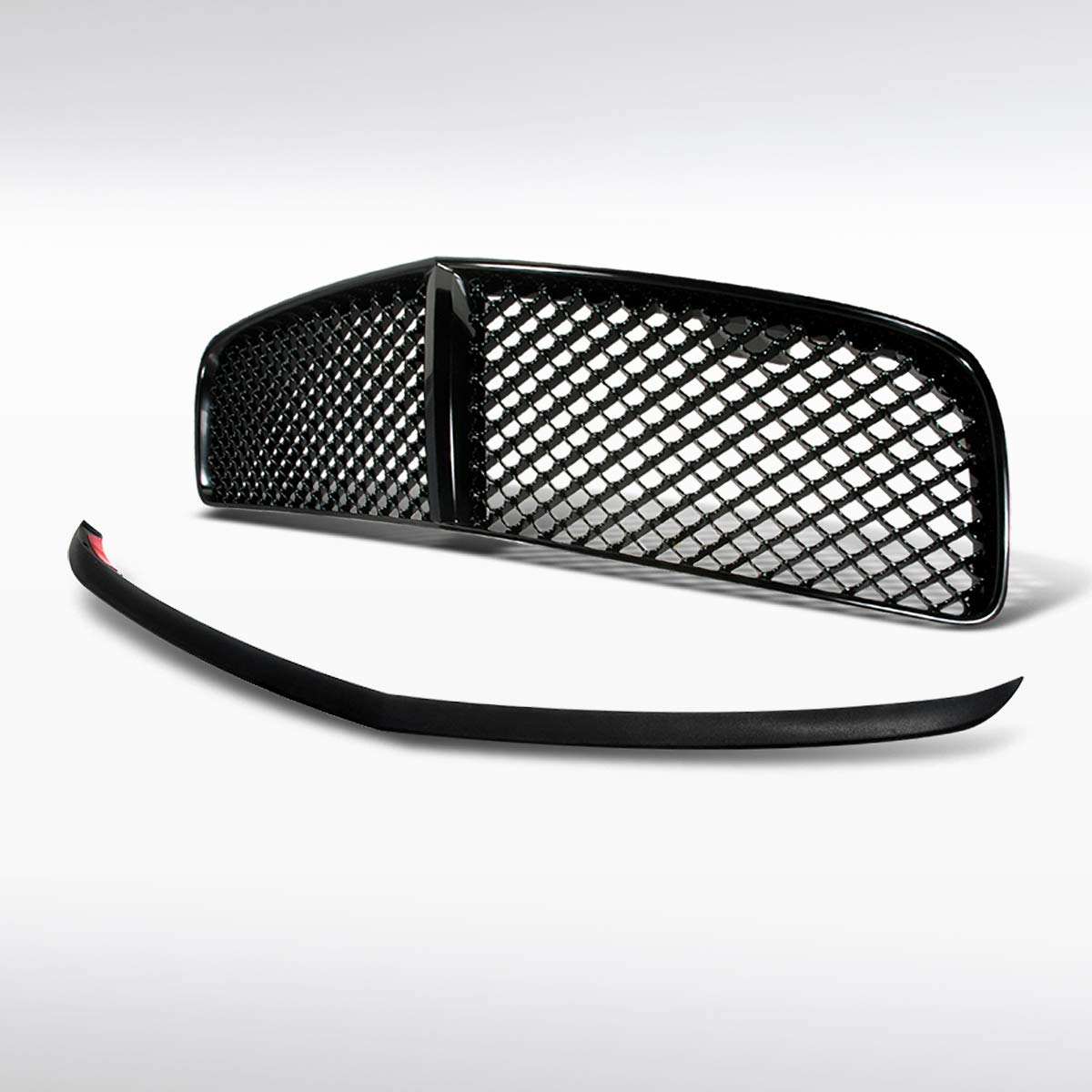 AutoZenation ABS Mesh Hood Grille + Front Bumper Lip Spoiler for Dodge Charger - Enhance Style & Aerodynamics for Racing & Street Performance