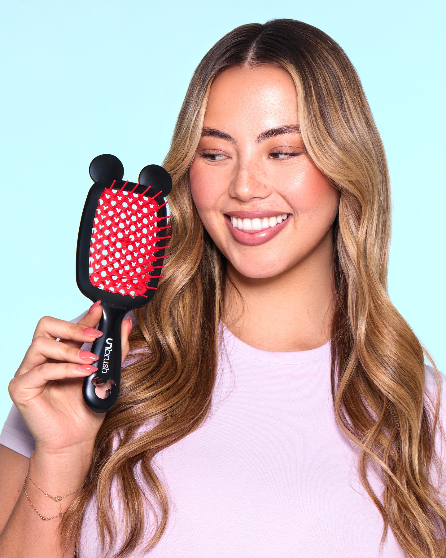 Disney Mickey Mouse Detangling Hair Brush for Kids & Adults - Gentle Knot-Free Styling for Wet & Dry Hair - Perfect for Home, Travel & Salon Use