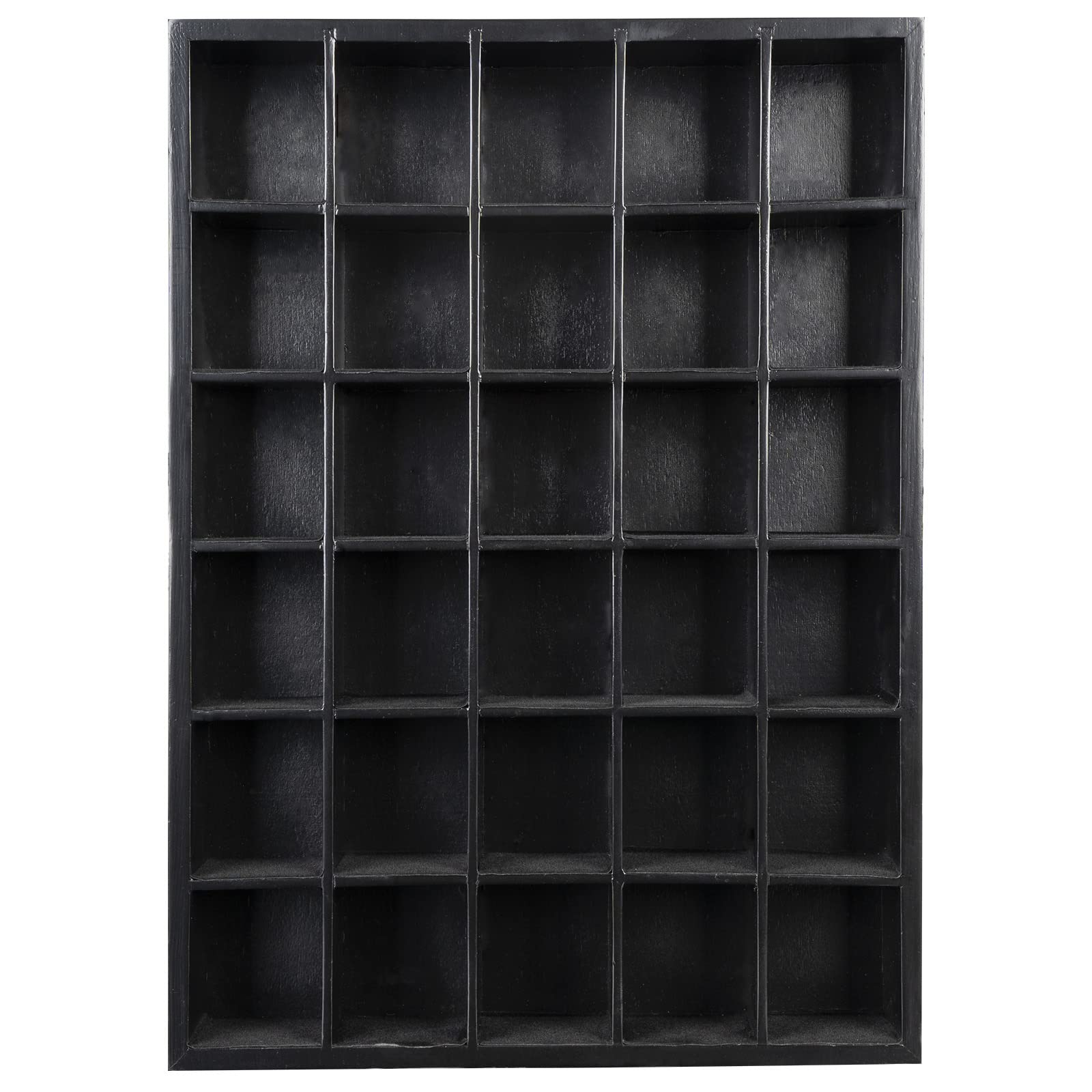 Premium Black Wooden Shot Glass Display Case - Holds 30 Glasses (16.7