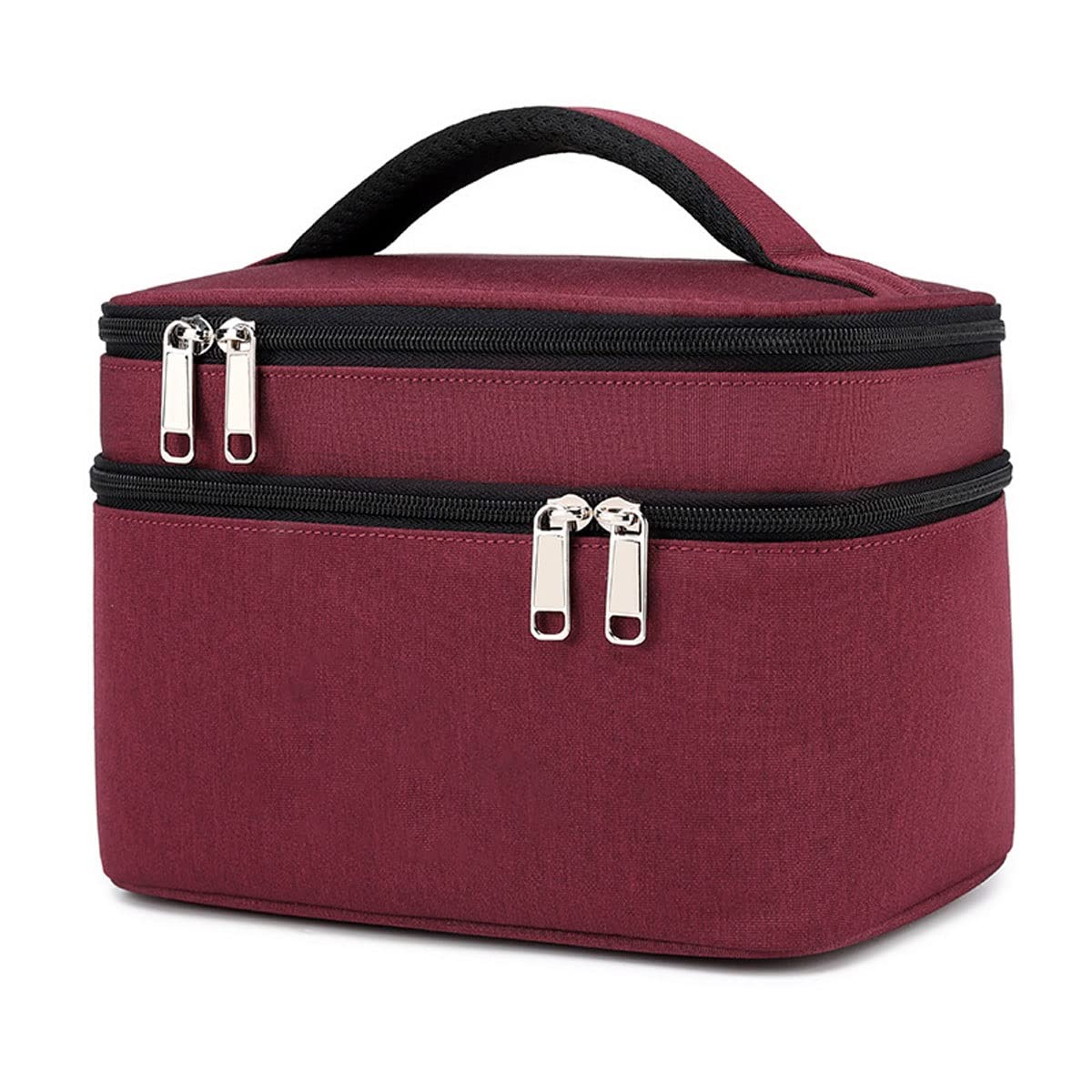 Double Layer Large Capacity Waterproof Makeup Bag for Women - Travel Toiletry Organizer with Washable Storage (22x15x25.5cm) - Perfect for Vacation, Gym & Daily Cosmetics Organization (Color A)