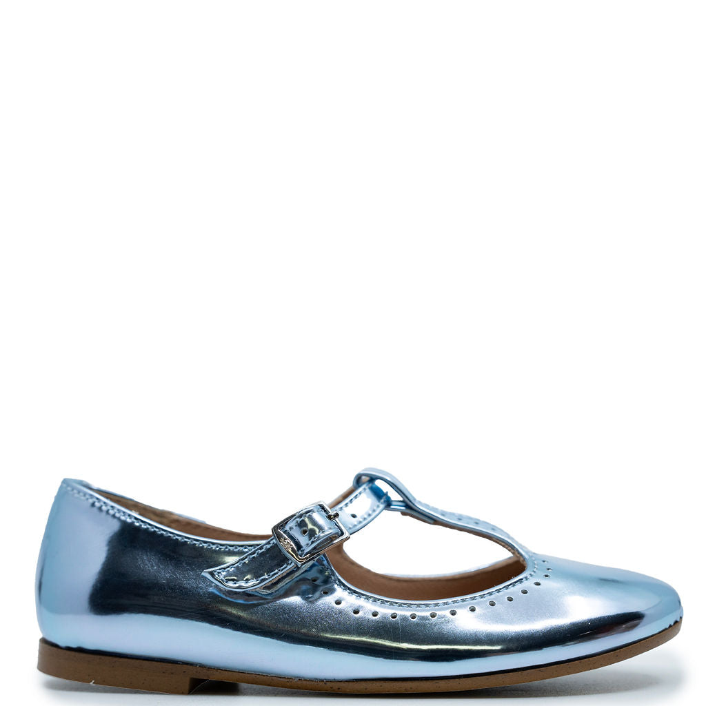 Papanatas Blue Mirror T-Strap Sandals - Stylish & Comfortable Women's Summer Shoes for Beach, Party & Casual Wear
