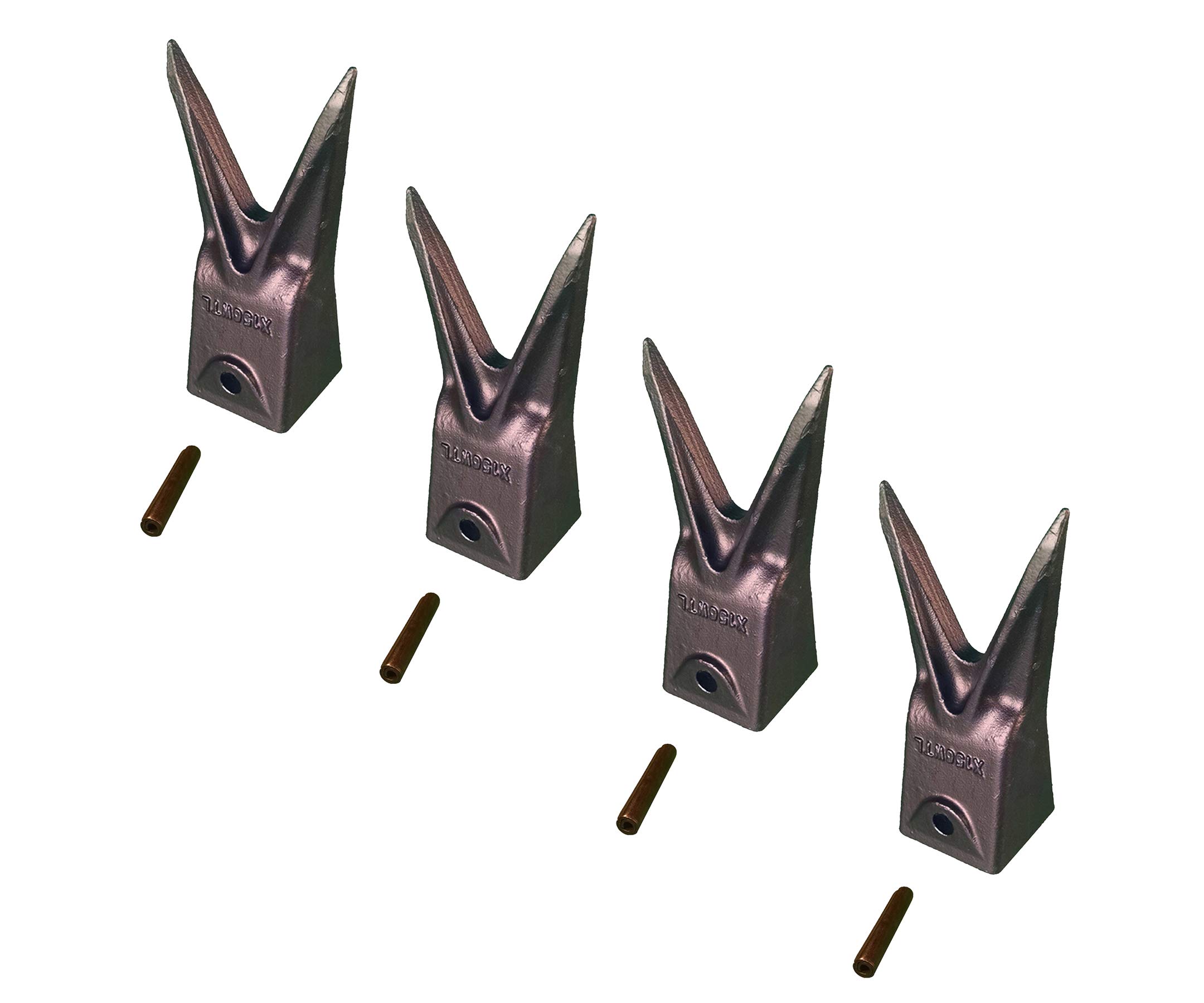 Hensley Style Twin Tiger Rock Bucket Teeth X156WTL P156 with Roll Pins - Heavy Duty Excavator Bucket Teeth for Construction, Mining & Landscaping Equipment