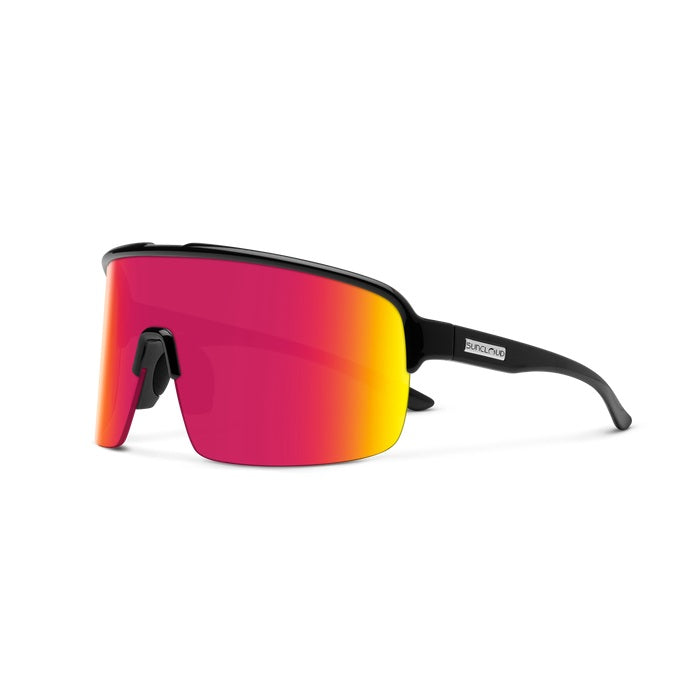 Amplify Black Frame Polarized Red Mirror Lens Sunglasses - UV Protection, Stylish & Comfortable for Driving, Running, Outdoor Activities