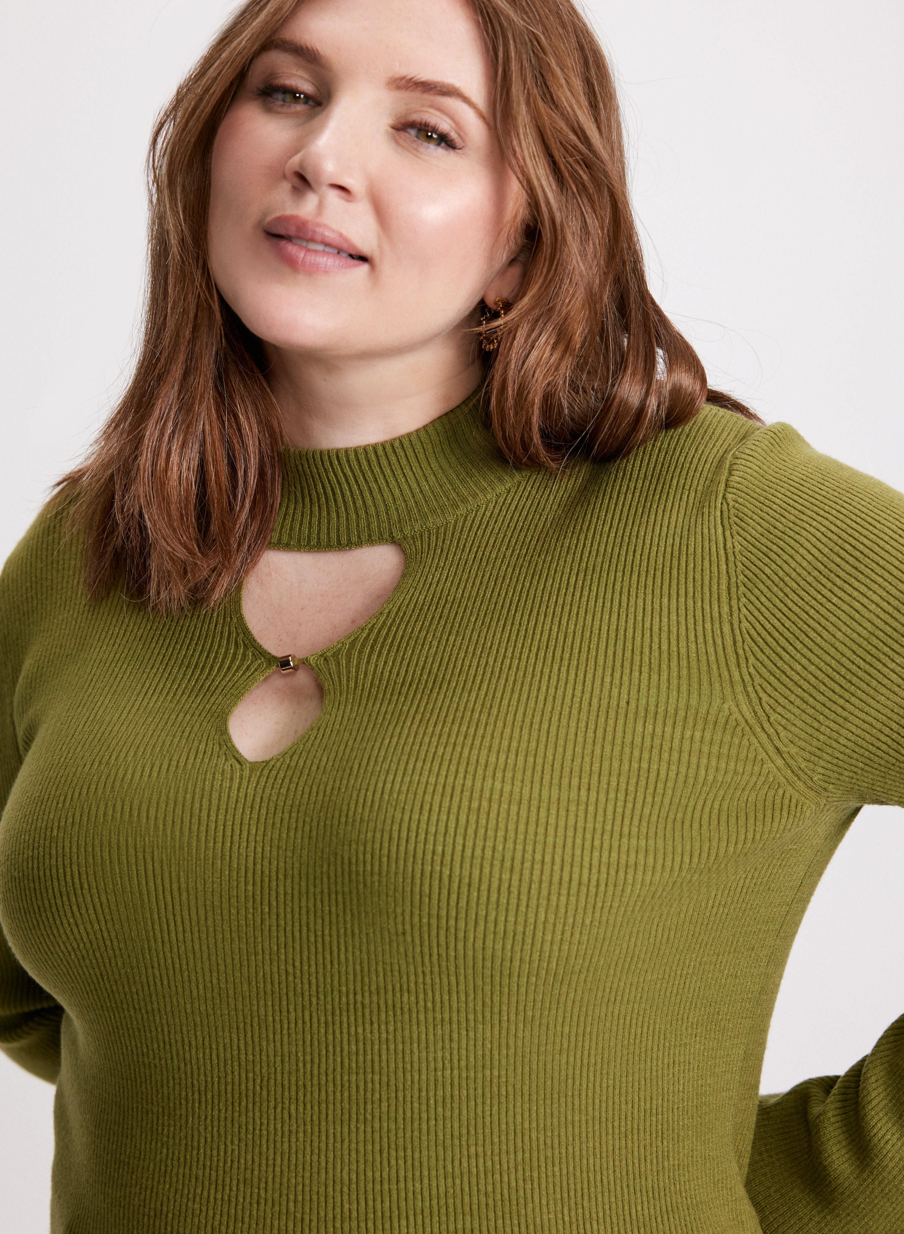Stylish Cutout Ribbed Sweater for Women - Trendy Knit Pullover with Unique Design - Perfect for Fall Layering & Casual Outfits