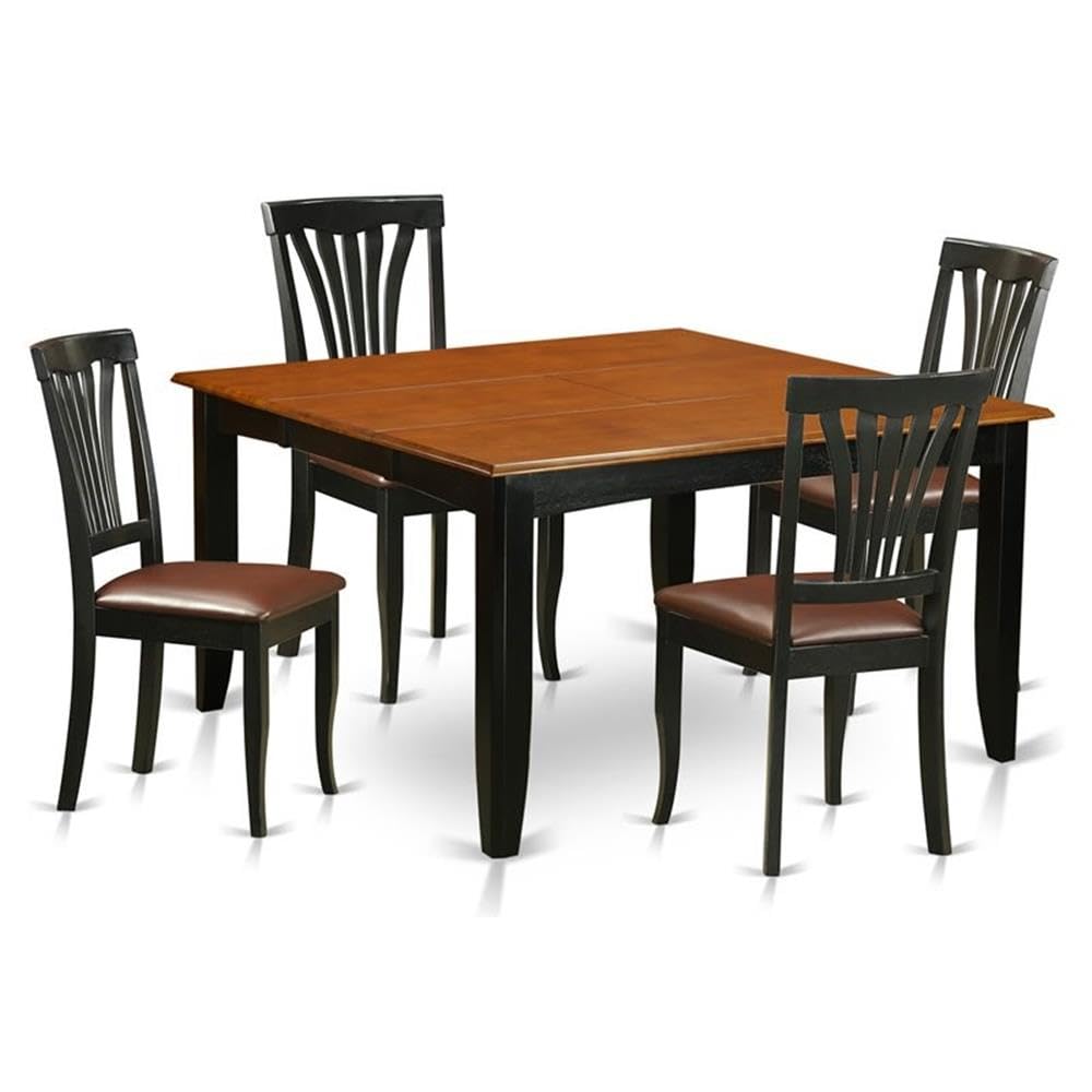 East West Furniture 5-Piece Dining Room Set - Square Kitchen Table with Butterfly Leaf & 4 Faux Leather Chairs, 54x54 Inch, Black Cherry Finish - Perfect for Small Spaces, Breakfast Nooks & Compact Dining Areas