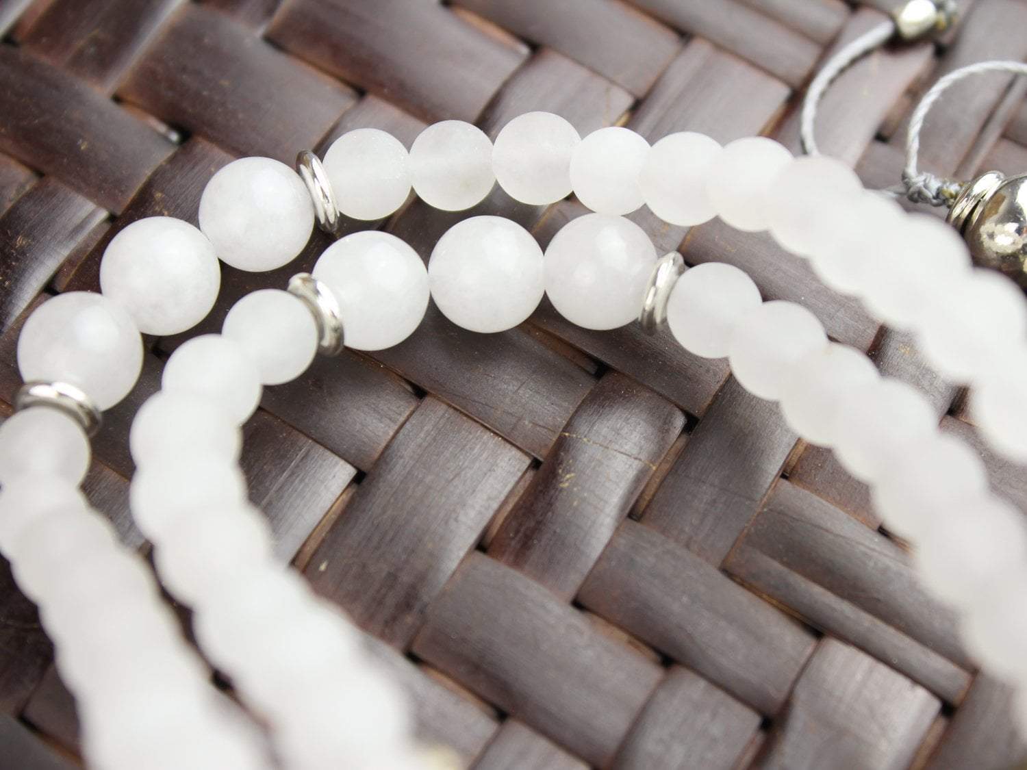 Calming Quartz Crystal Mala Beads - Natural Healing Meditation Necklace for Stress Relief & Spiritual Balance | Perfect for Yoga, Mindfulness & Daily Wear