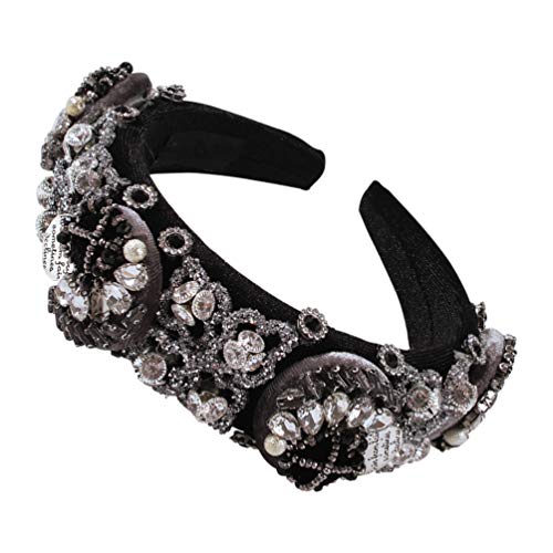 HEALLILY Vintage Wide Edge Bridal Crown - Rhinestone Wedding Hair Accessories for Women & Girls | Perfect for Bridal Parties, Prom, and Special Occasions
