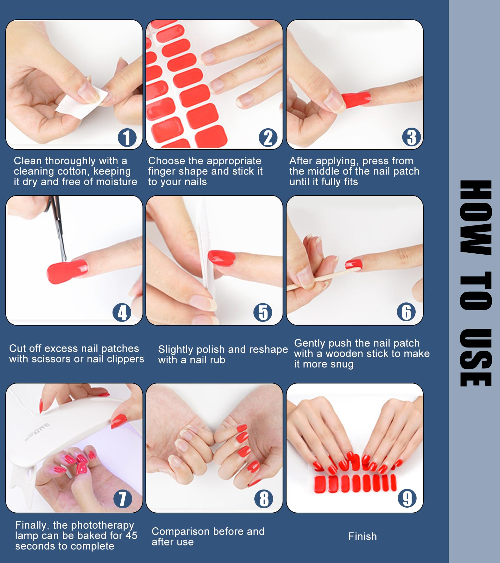 Chiosa 16-Pack UV Gel Nail Polish Strips | Long Lasting Blue Nail Art Stickers with Stencils | DIY Salon Quality Manicure at Home | Perfect for Parties, Weddings & Special Occasions