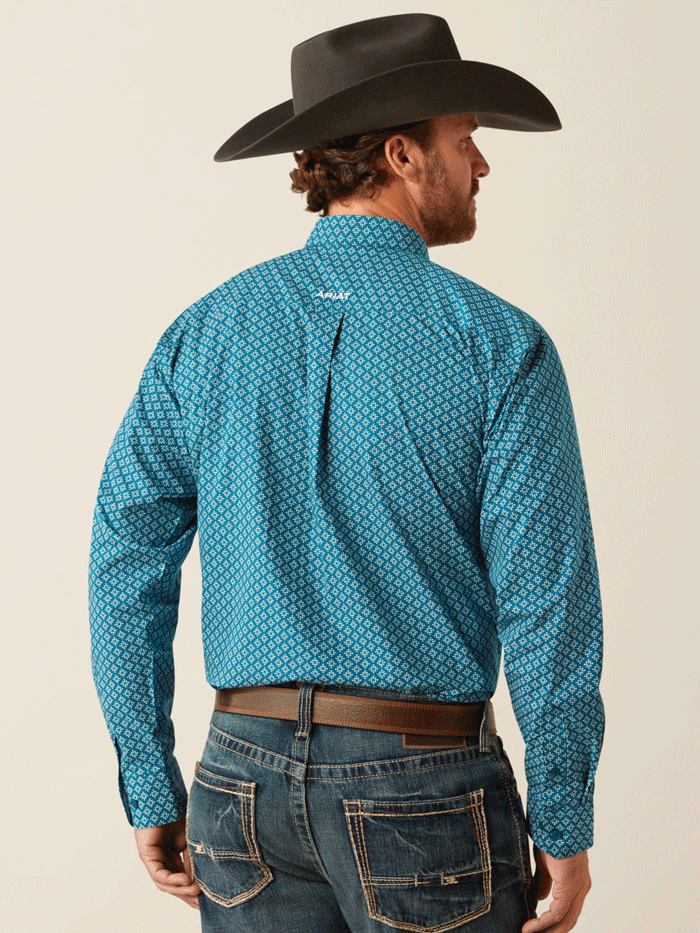 Ariat Men's Petey Classic Fit Shirt - Dark Teal Western Style Button-Up Shirt for Casual Wear, Rodeo & Outdoor Activities
